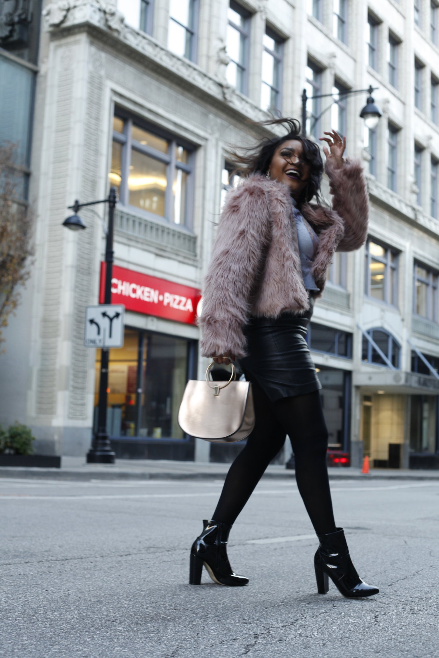 My Style: Faux Fur Coat + Leather Pencil Skirt — Jasmine Diane