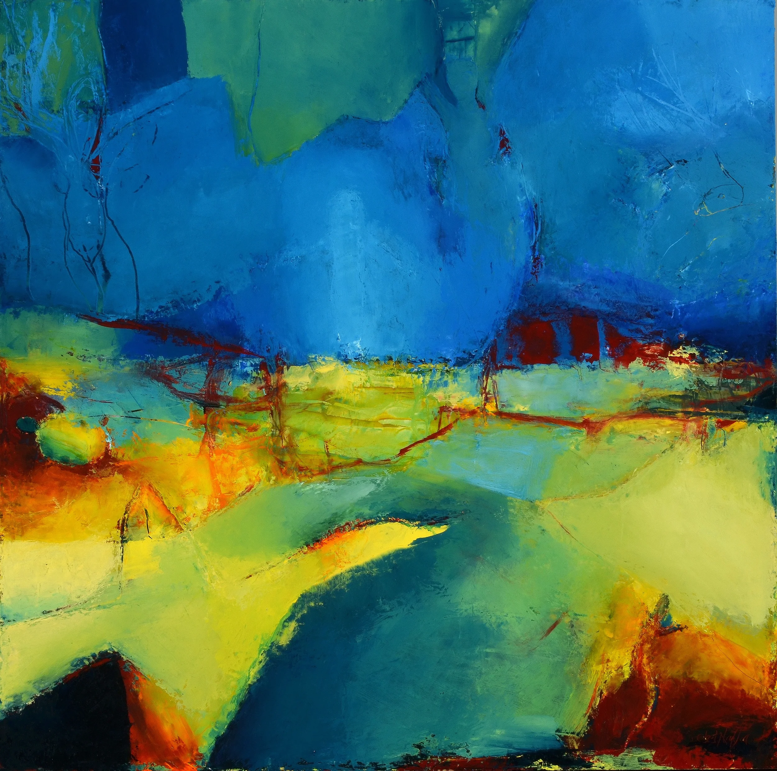 Electra Oil and cold wax on panel 24 x 24 inches