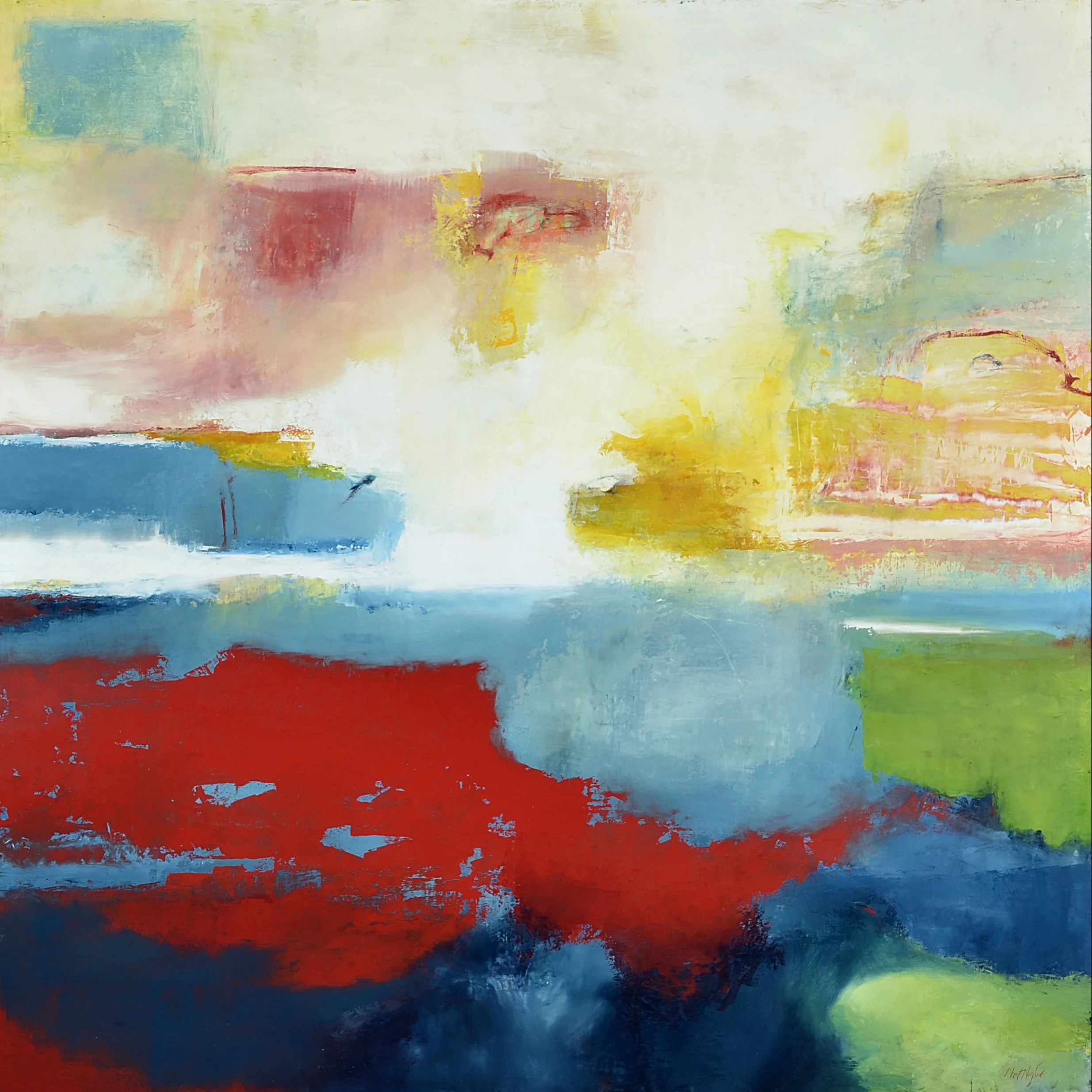 Augury Oil and cold wax on birch panel 48 x 48 inches