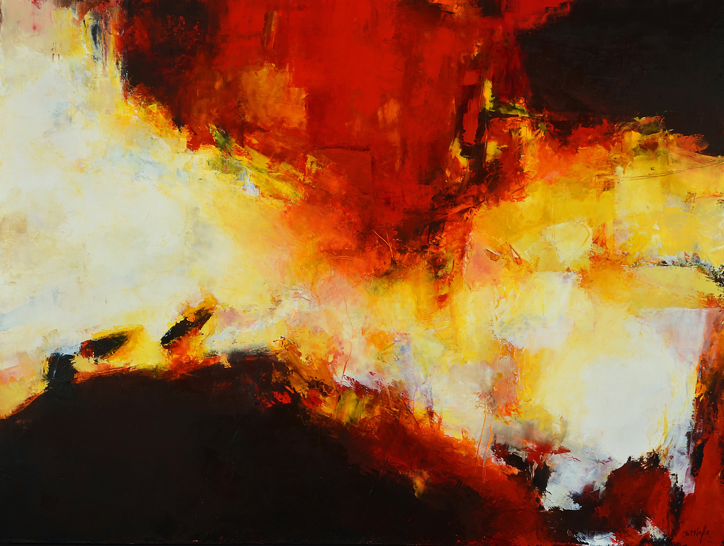  Autumn Fire Oil and cold wax on birch panel 48 x 36 inches 