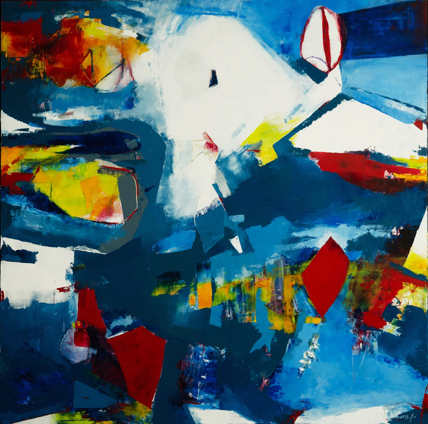 "If there's Still Time, I will Choose the Sun" Oil and cold wax on birch panel 48 x 48 inches