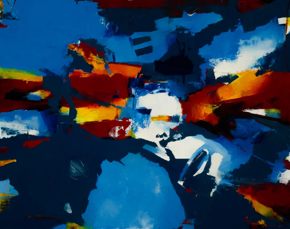Cloud Collapse Oil and cold wax on birch panel 38 x 48 inches