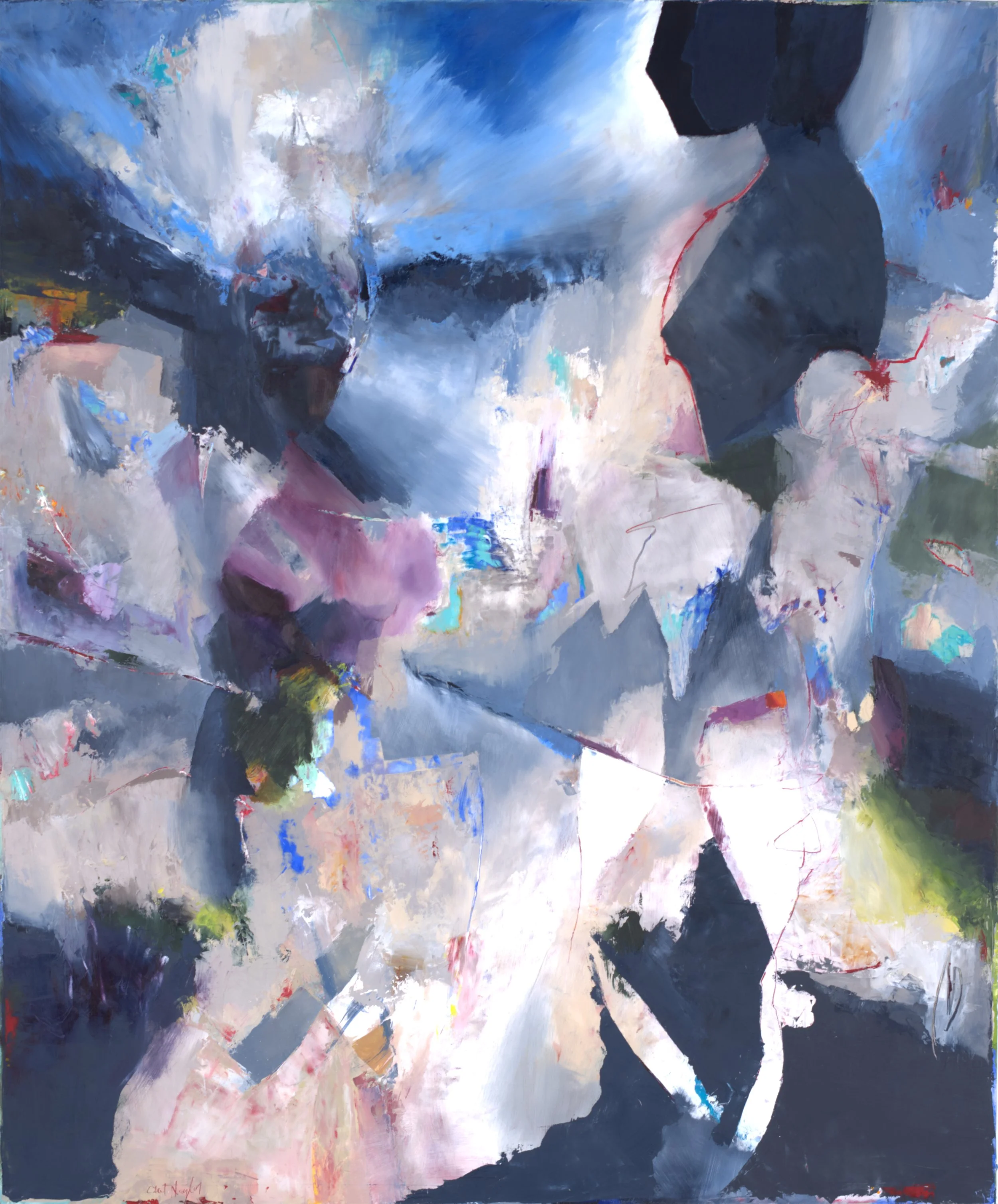  All that must be Human Oil on cold wax on panel 48 × 40 inches 