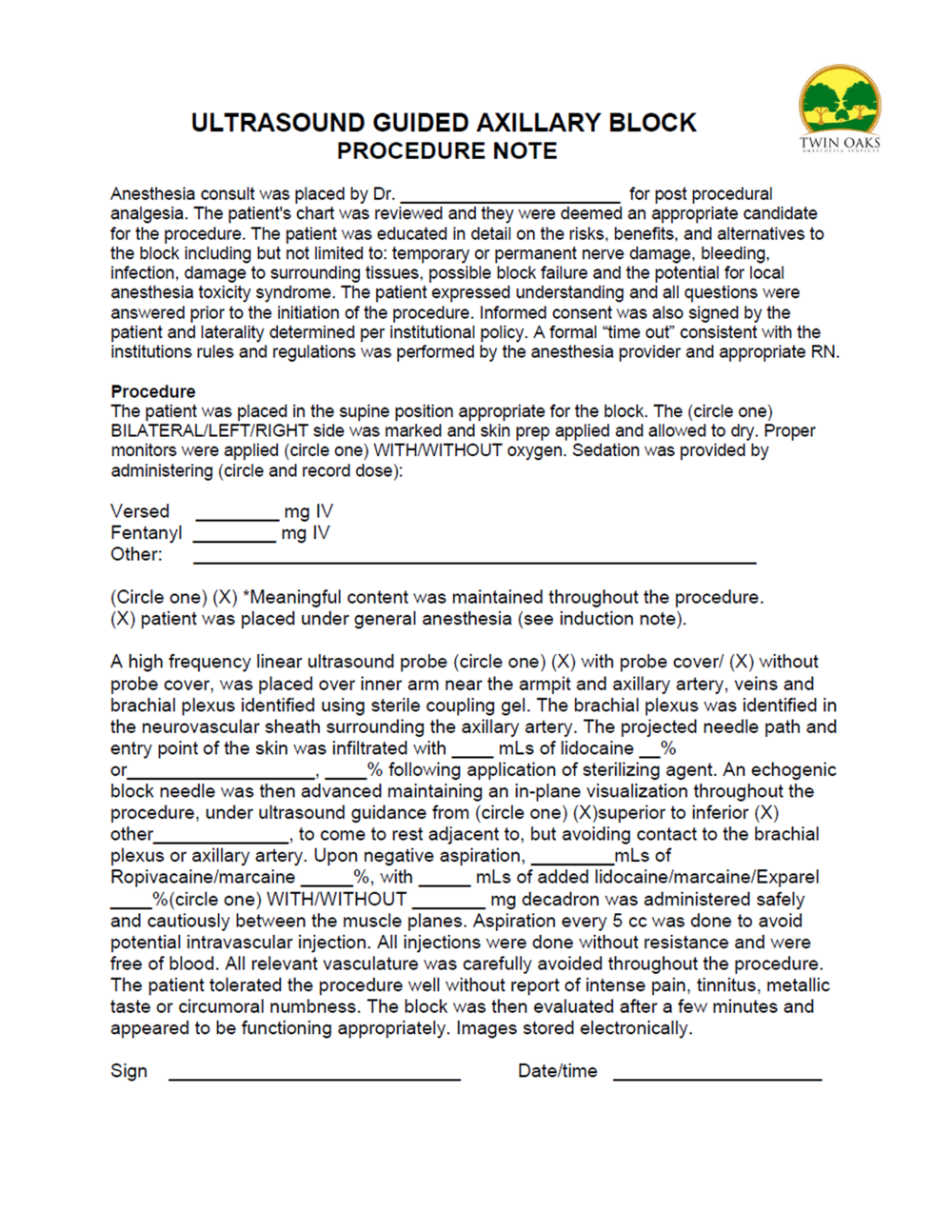 Procedure Notes — CRNA Conferences - Twin Oaks Anesthesia Throughout Procedure Note Template Procedure Notes — CRNA Conferences - Twin Oaks Anesthesia Throughout Procedure Note Template