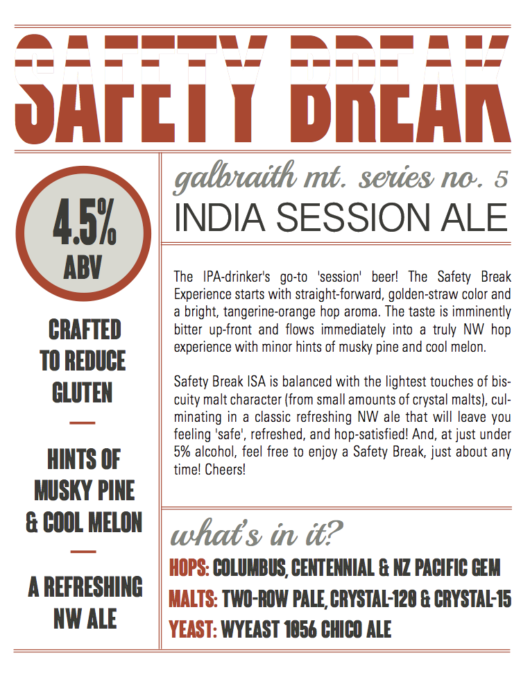 Fact Sheet I was in charge of the PR launch of Boundary Bay's first gluten-reduced beer, Safety Break ISA. One of the first and only certified reduced-gluten beers in the United States! This ended up being a challenging yet exciting PR endeavor due to FDA labeling regulations. Here is an example of a fact sheet I created for Safety Break. More ...