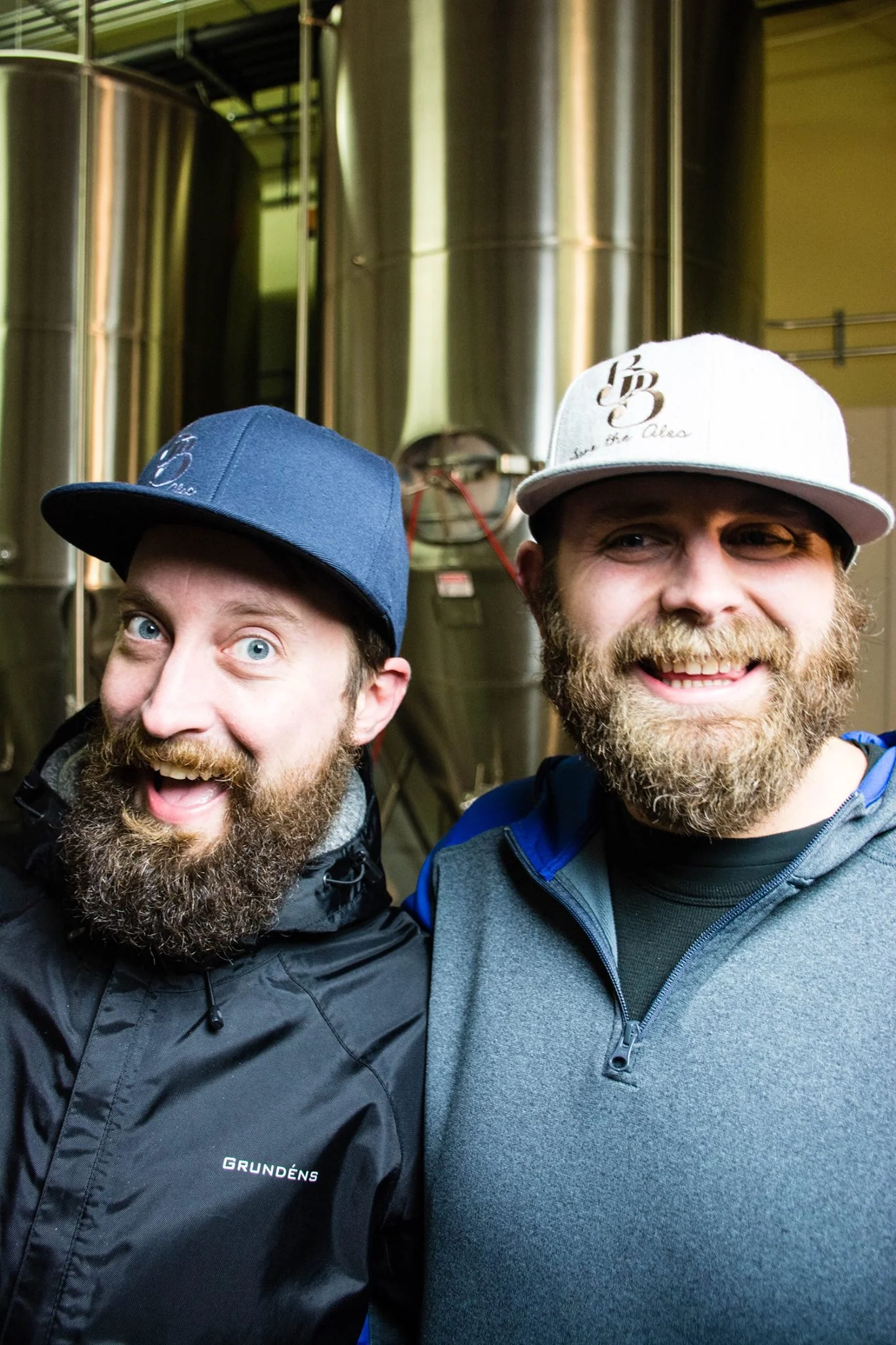Fitted Caps Take your pick, Matt (Distribution Manager) or Casey (Ops Manager). Matt's wearing the navy cap with grey embroidery and Casey, the beige with light brown embroidery. 