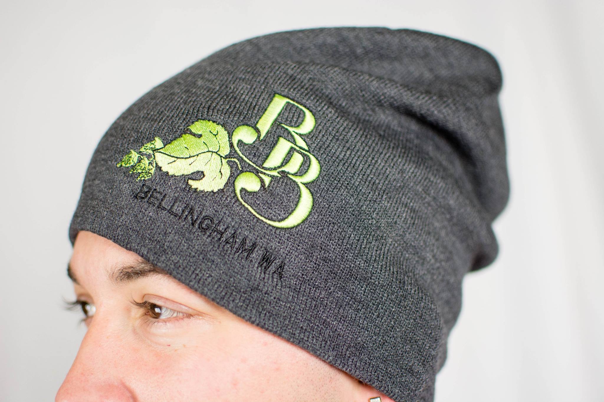 Slouch Beanies Fitted caps and snapbacks in the summer, beanies for the winter. Here's a slouch beanie hand embroidered with Boundary's BB hop logo with "Bellingham" sewn underneath. Also comes in pink! 