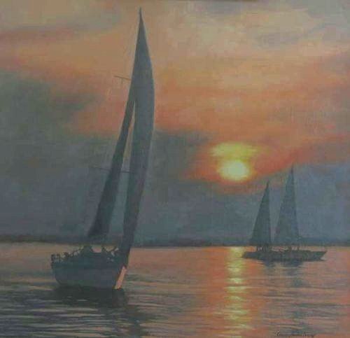 Sunset Sail  oil 12x12