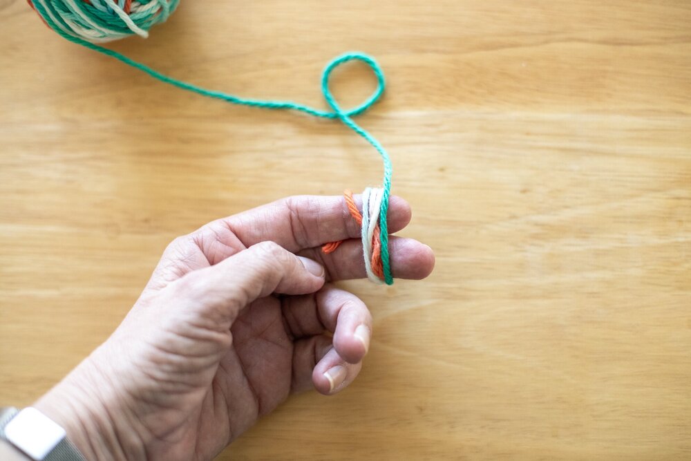  Loosely wrap the yarn around your fingers a few more times. Make sure not to wrap the yarn too tight because that will make it difficult to take off your fingers. 