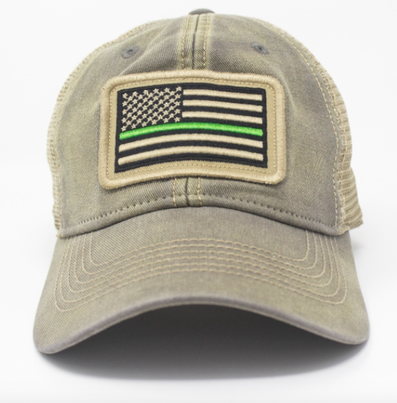 Trucker Hat RescueTees Trump Thin Green Line Hat 
