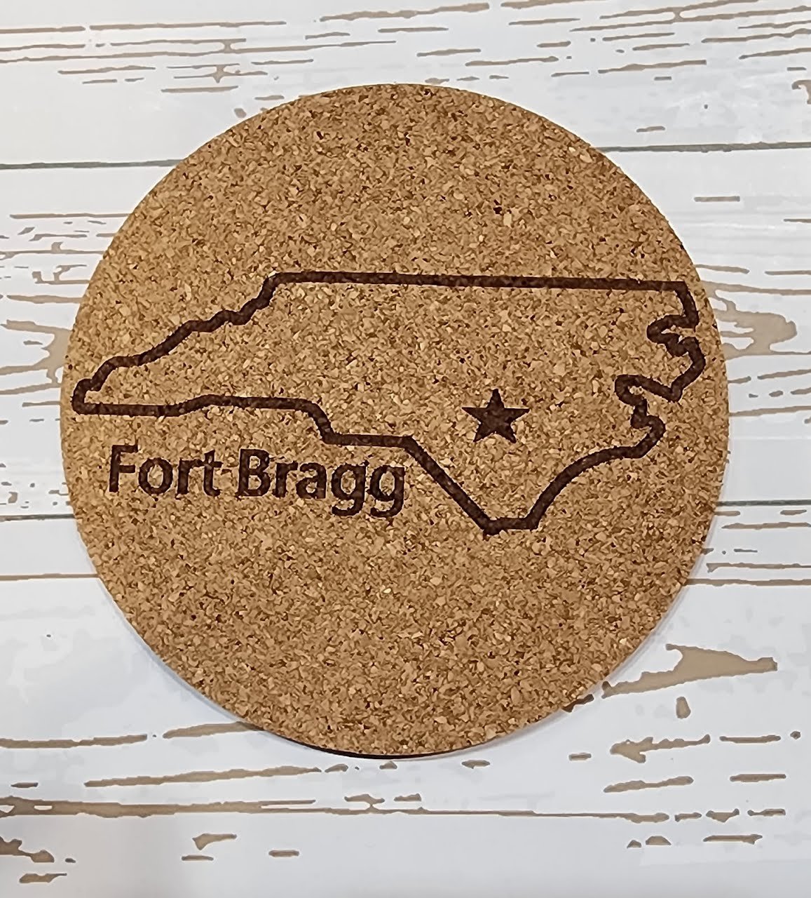 Fort Bragg Cork Coaster - NC State Outline