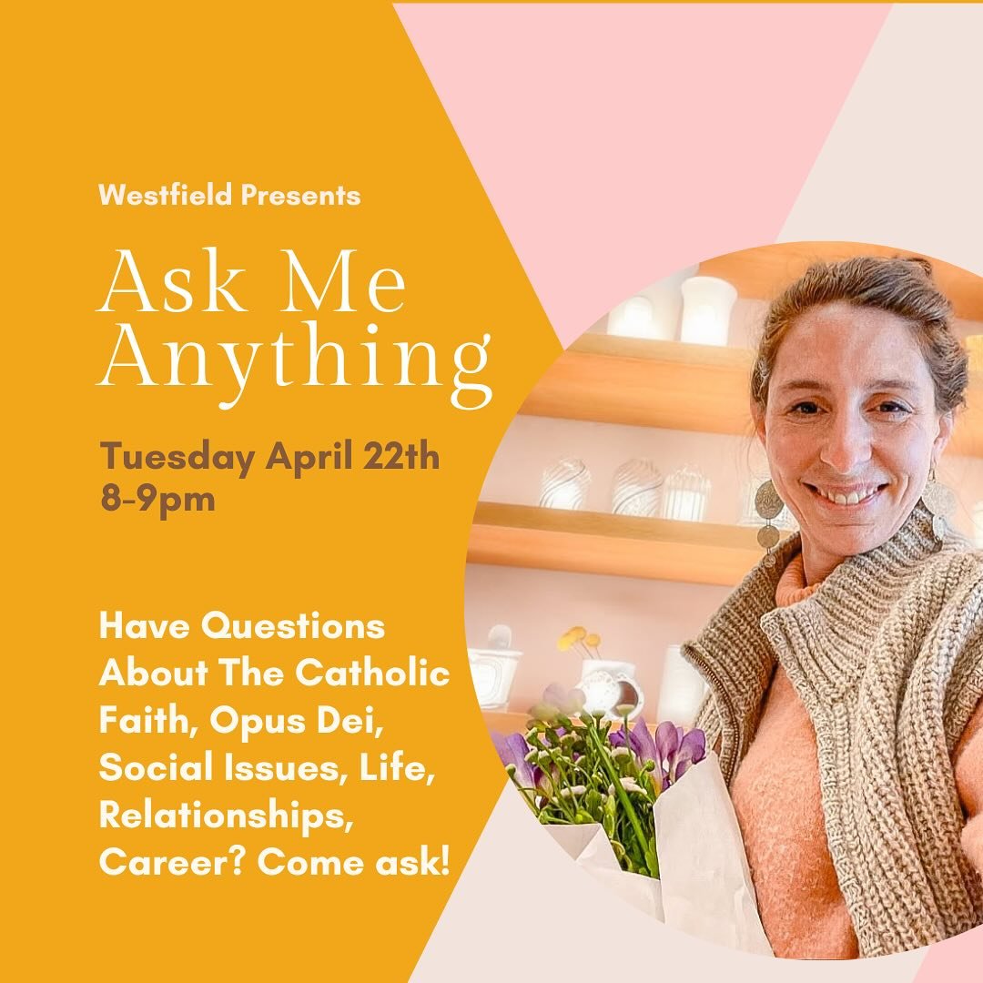 Have a question you haven&rsquo;t known who or where or when to ask?? 🙋🏼&zwj;♀️ Join us for an evening of meaningful conversation, honest questions and faith that meets real life. Bridget Higgins, Assistant Director of Westfield will be fielding yo