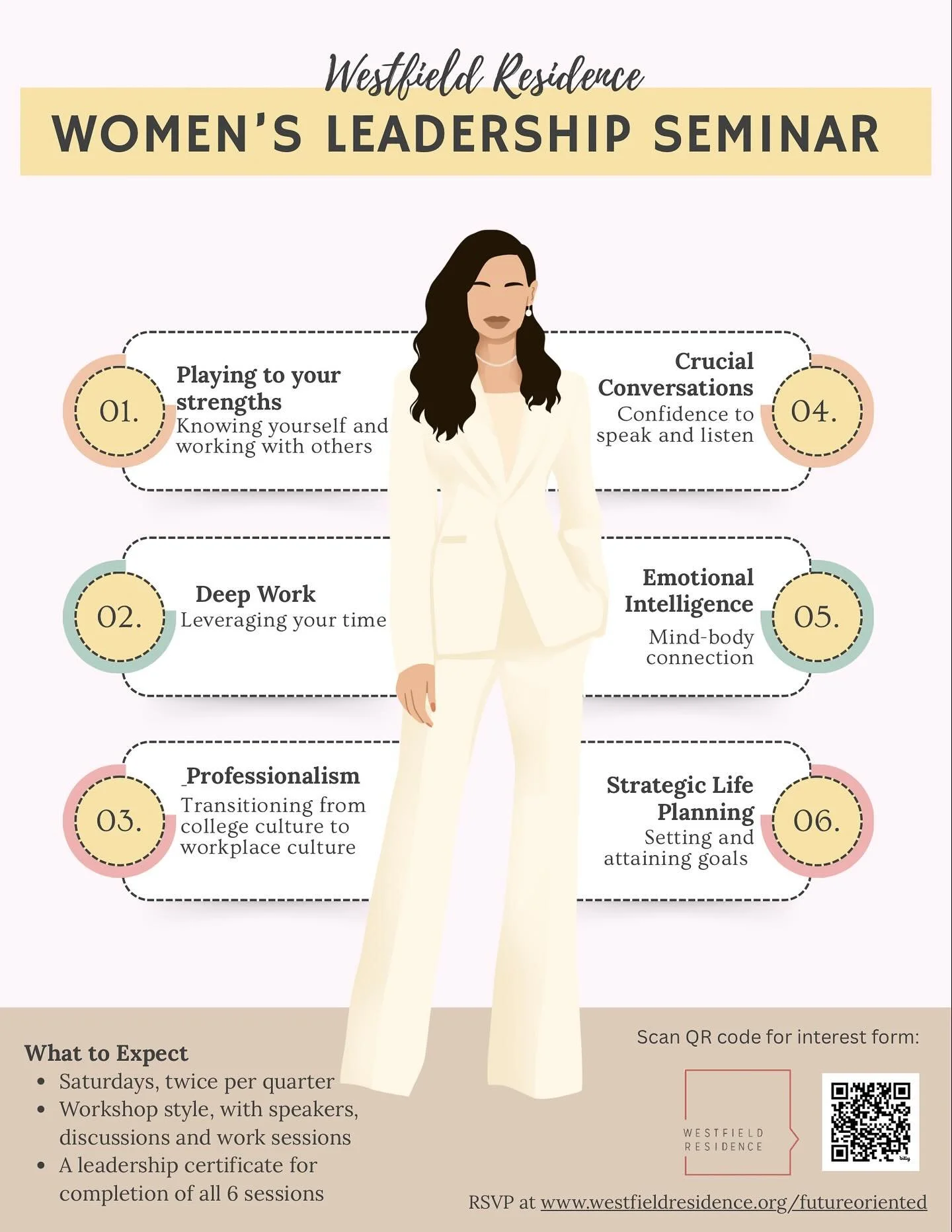 Curious on how to build true confidence? Organize your life? Learn about your emotional intelligence? Well the Westfield ‘25 Women’s leadership seminar is coming soon!
This seminar is geared to help and inspire young women to embrace co