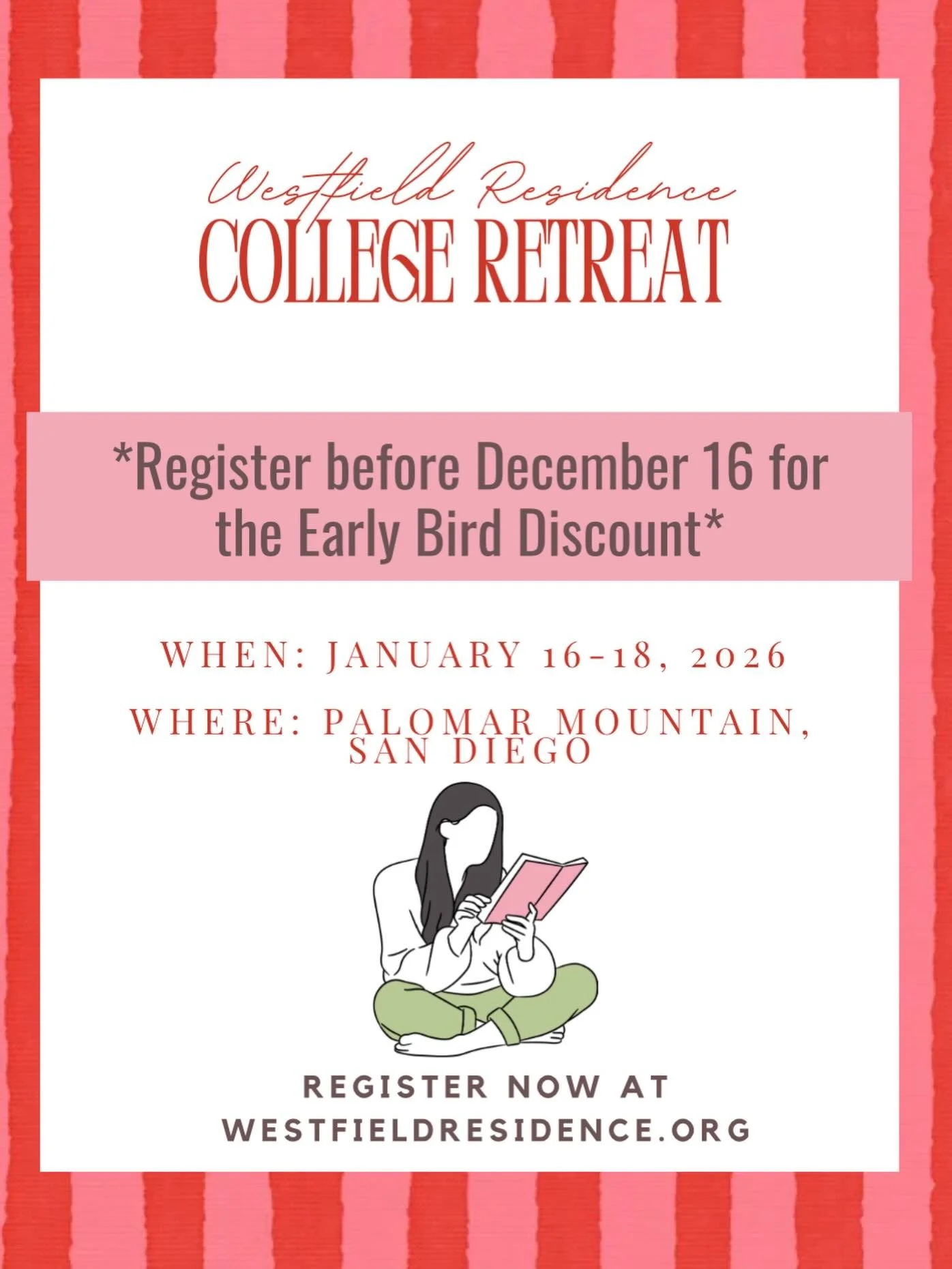 The Westfield Silent Retreat for 2026 is coming up January 16-18! 

If you sign up before December 16, you can get the early bird discount!!

Register now at westfieldresidence.org

#ucla #usc #smc #catholic #catholicism #catholicwomen #professionalw