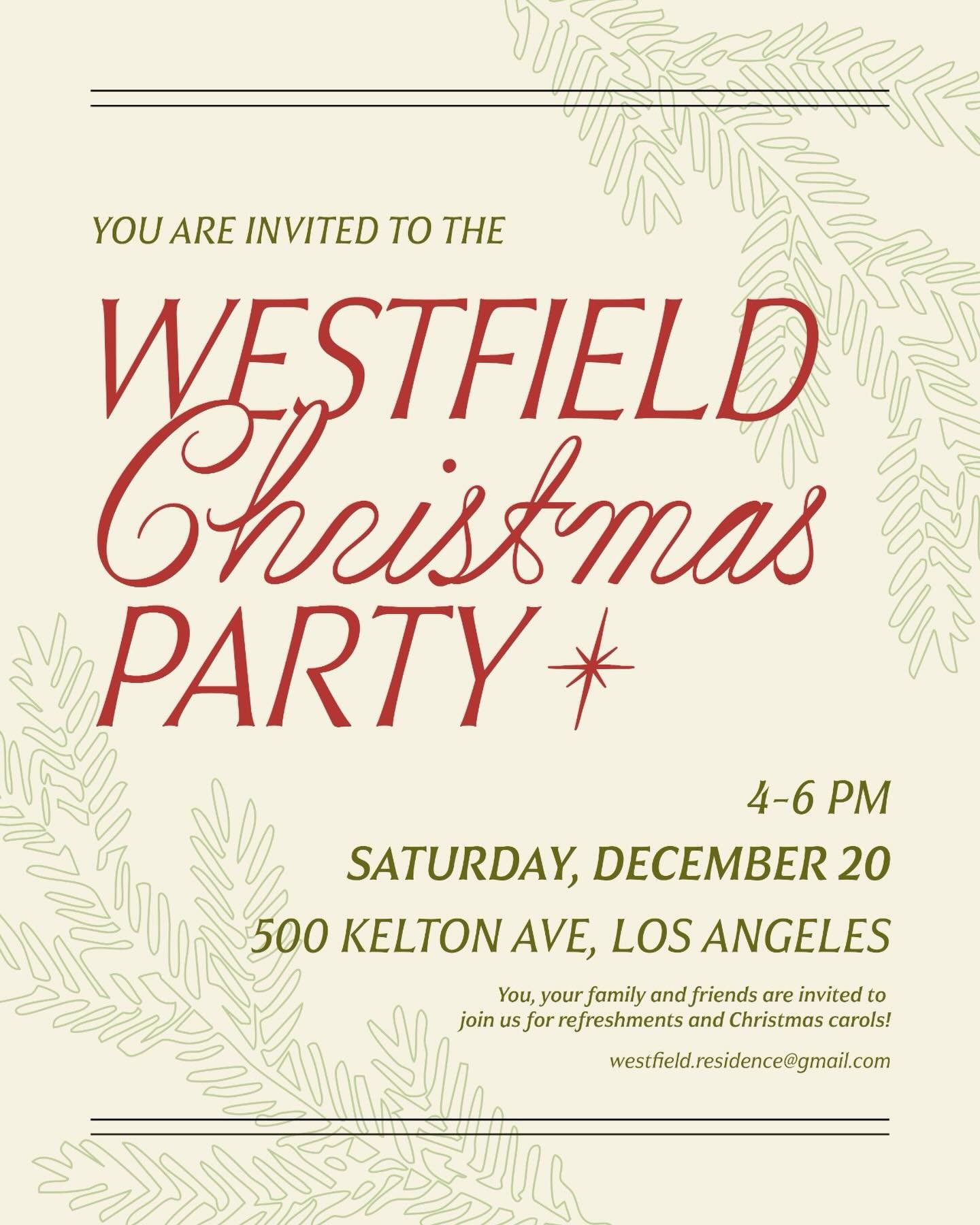 Merry Christmas everyone!! 🎄

Westfield&rsquo;s annual Christmas Party is coming up on December 20th! Join us from 4-6 pm for hot coco and caroling! We look forward to seeing you and your families there! 

#merrychristmaseveryone #merrychristmas #me