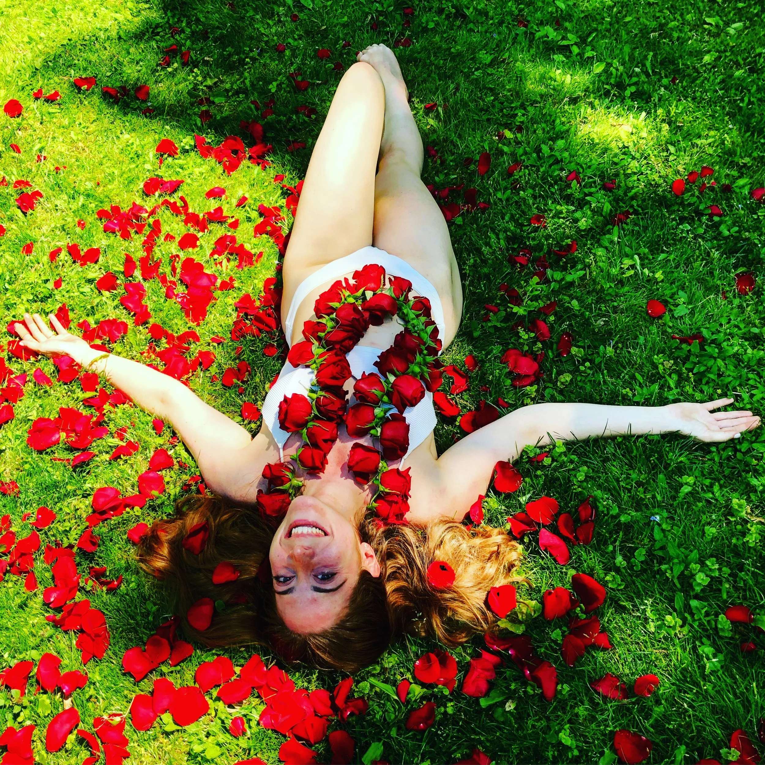 Alyssa post flower shower at her Yoga Bridal Party event in Hudson, NY