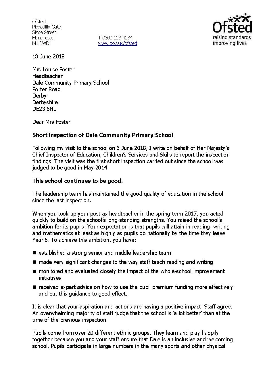 NEW OFSTED REPORT - GOOD RATING!