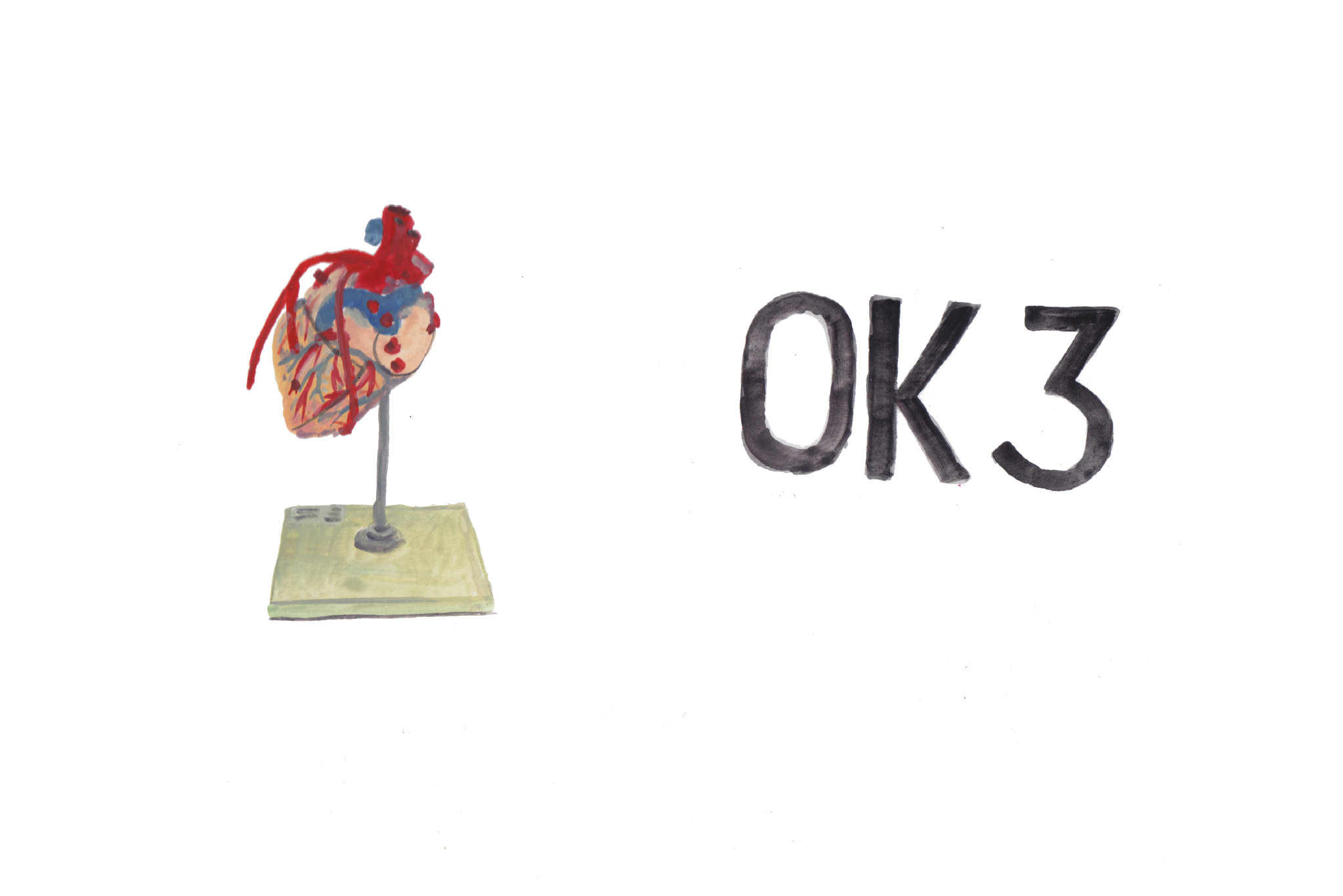 Left, a heart model in the lab near the surgery. Right, a sign that was in the hallway outside, marking the room we are in.