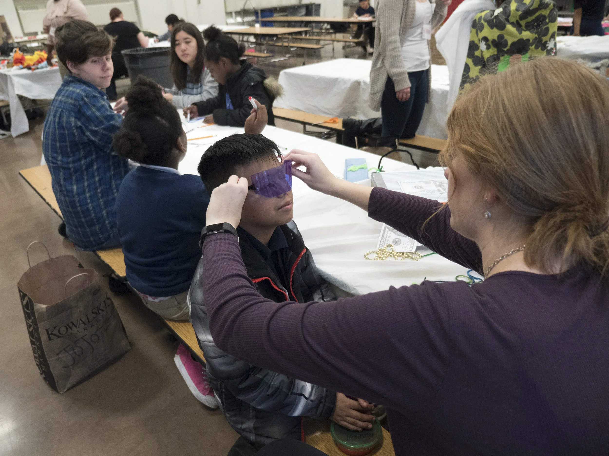  12/2107-Minneapolis, St. Paul, MN - Art Buddies. Kids make costumes with materials from bins of crafts.  