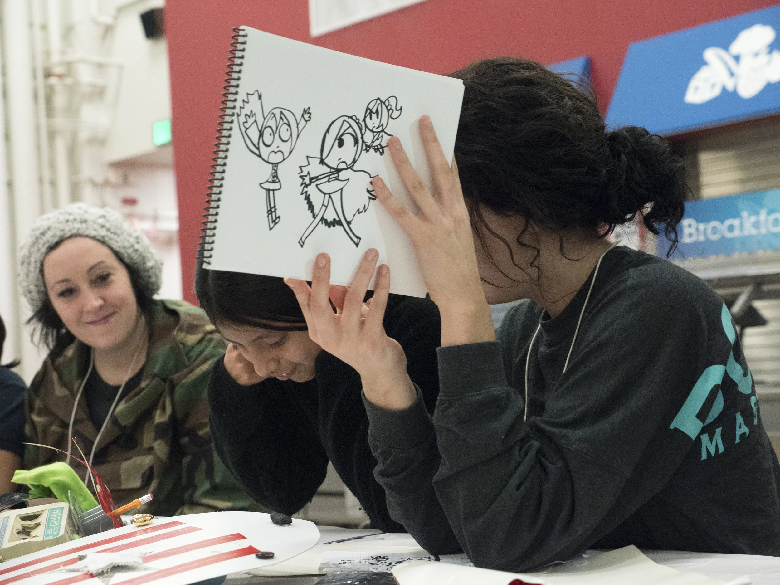  12/2107-Minneapolis, St. Paul, MN - Art Buddies. Kids make costumes with materials from bins of crafts.  