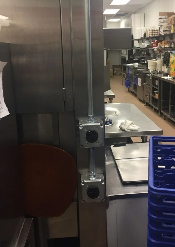 Installed two electrical outlets in a BJ's Restaurant and Brewhouse kitchen.