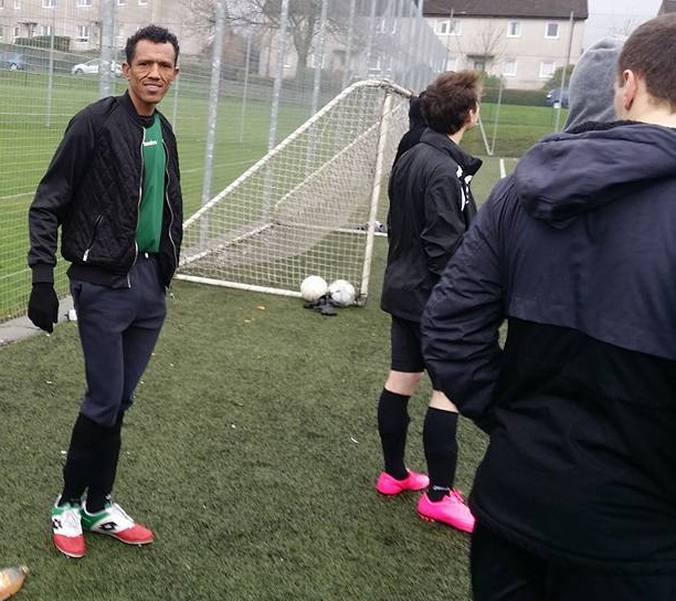 United goalkeeper, Humed, staved his thumb during the warm-up but still played a great game!