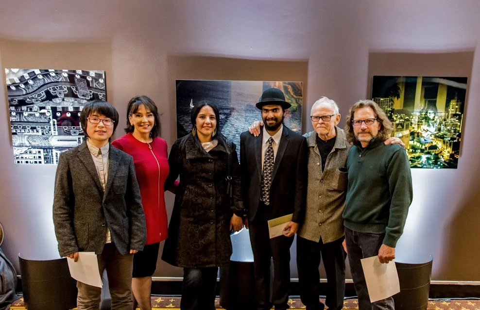 From left to right: Qianwen (Candi) Jiang with Dr. Elisa Stephens (Academy of Art University President), Analia (Ana) Gutierrez, Kushal Kapoor, Jim Wood (Executive Director), Will Mosgrove (former Director of Graduate Photography).