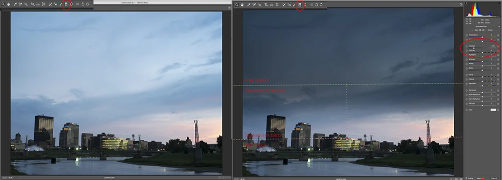 Simulating a Graduated Neutral Density Filter, Before & After