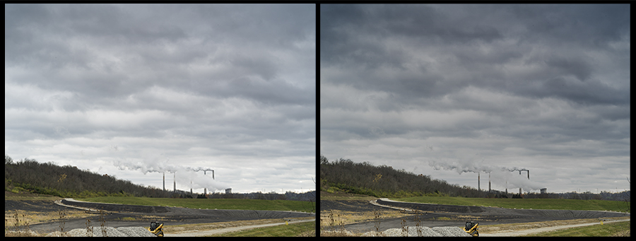 Original Image Imported from ACR (Left), Image with Curves Adjustment Layer (Right)