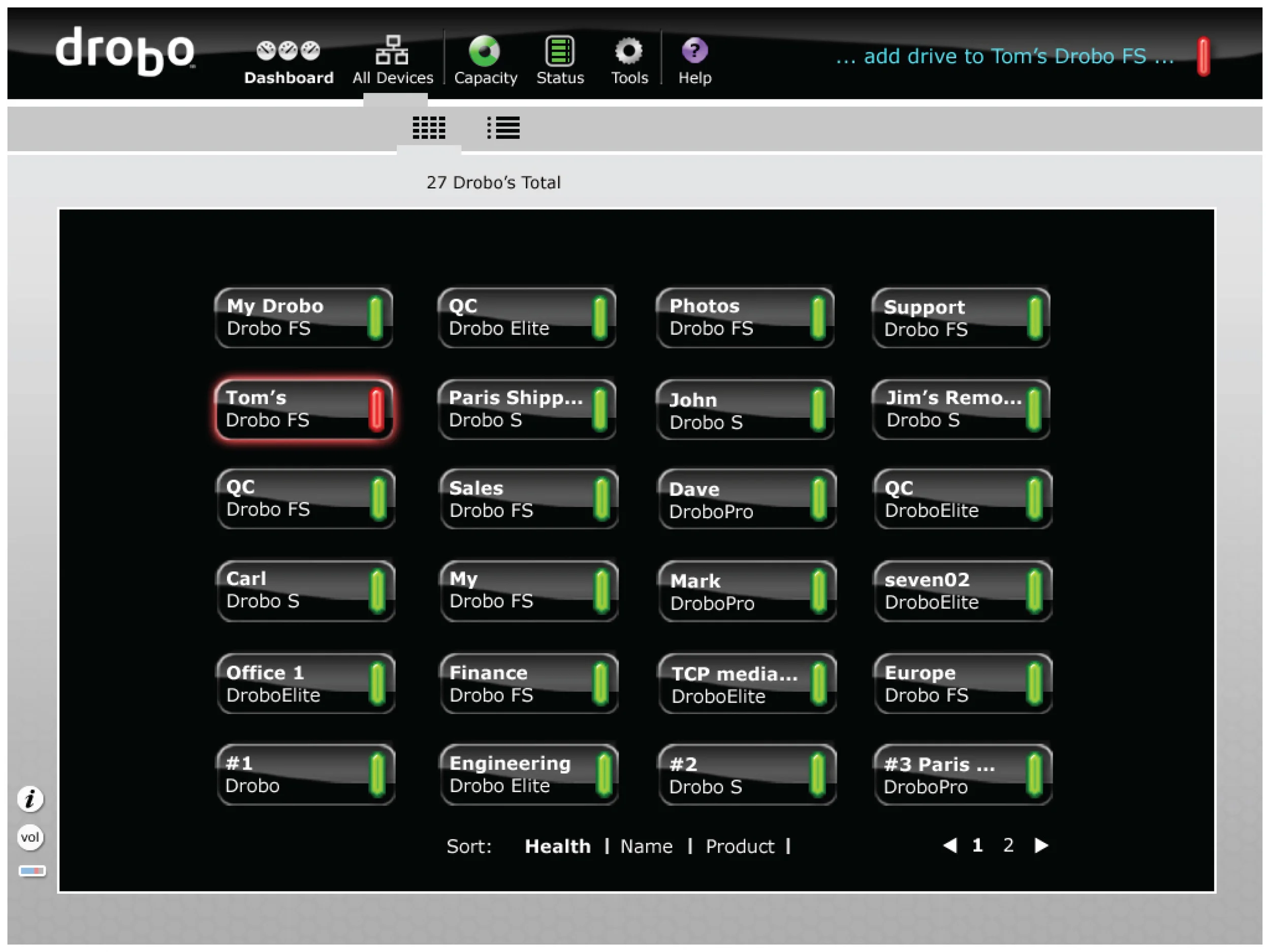 Management screen overview.