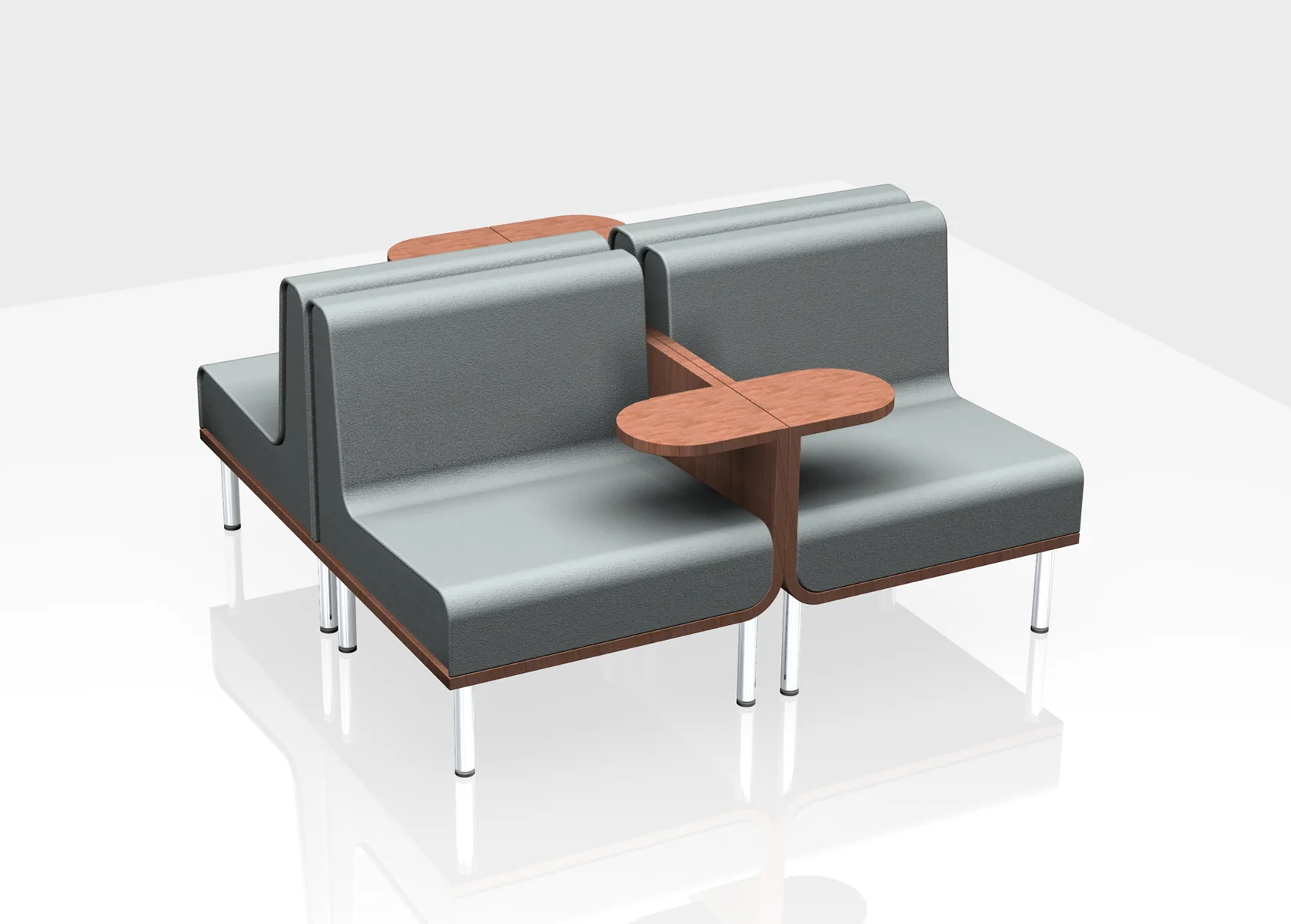 Back to back sets of collaborating table configurations.
