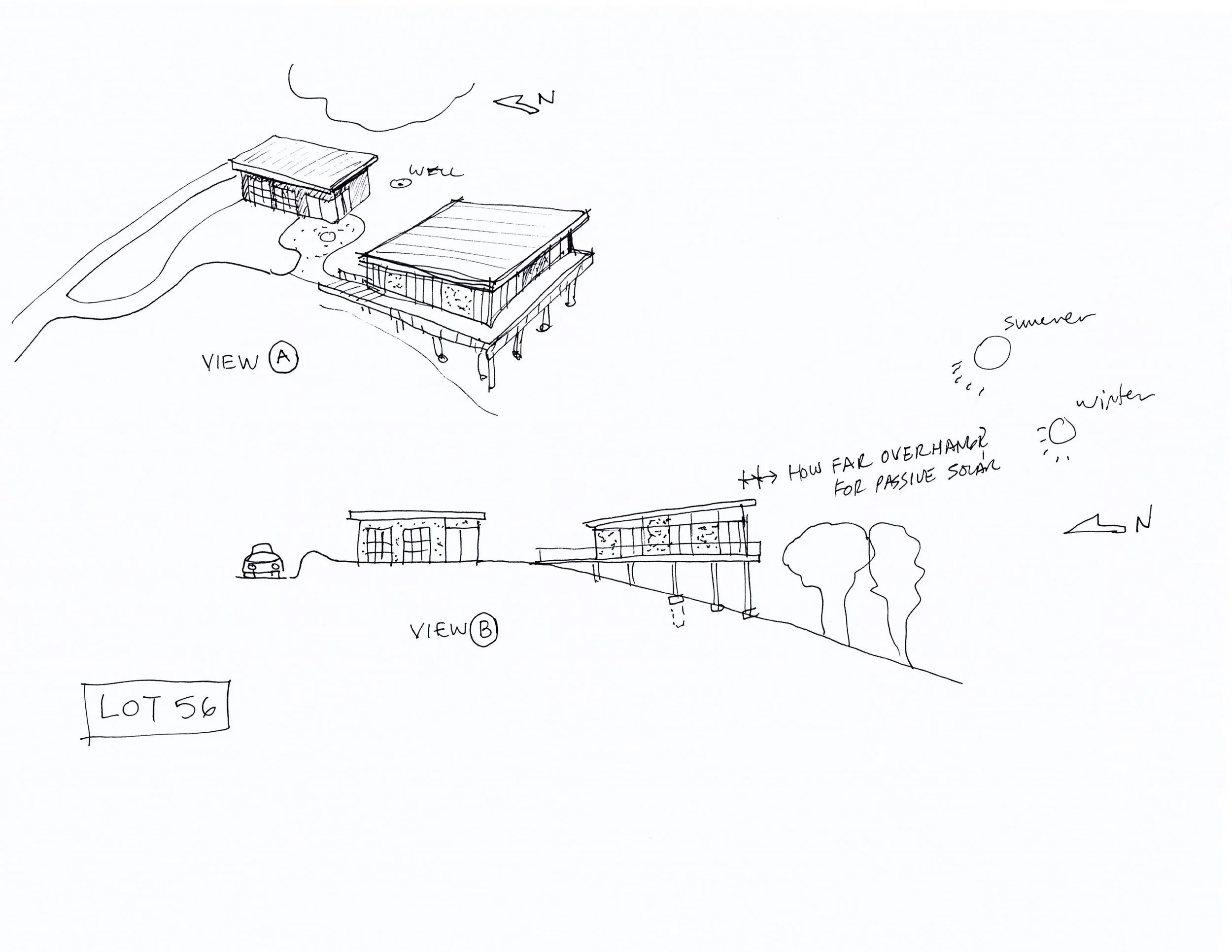 Sketches we made and reviewed with the Monterey County planners before purchasing the lot