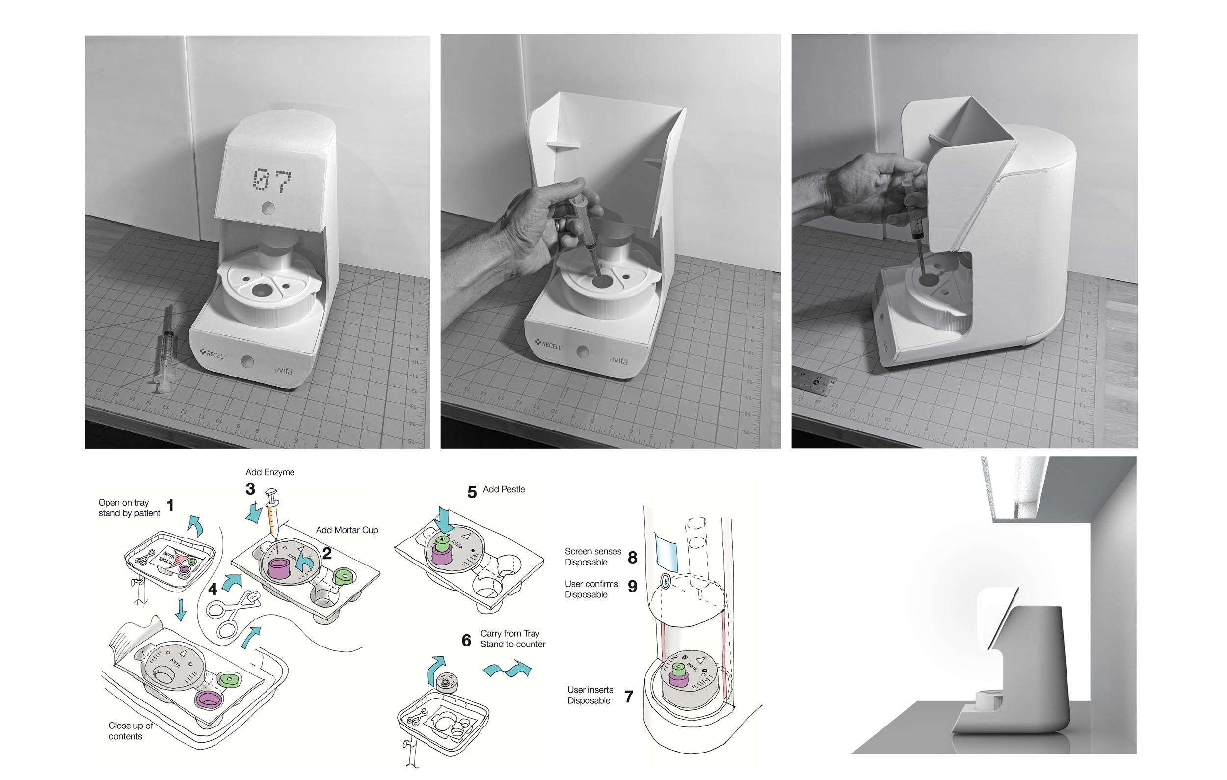 Study models and user flow sketches