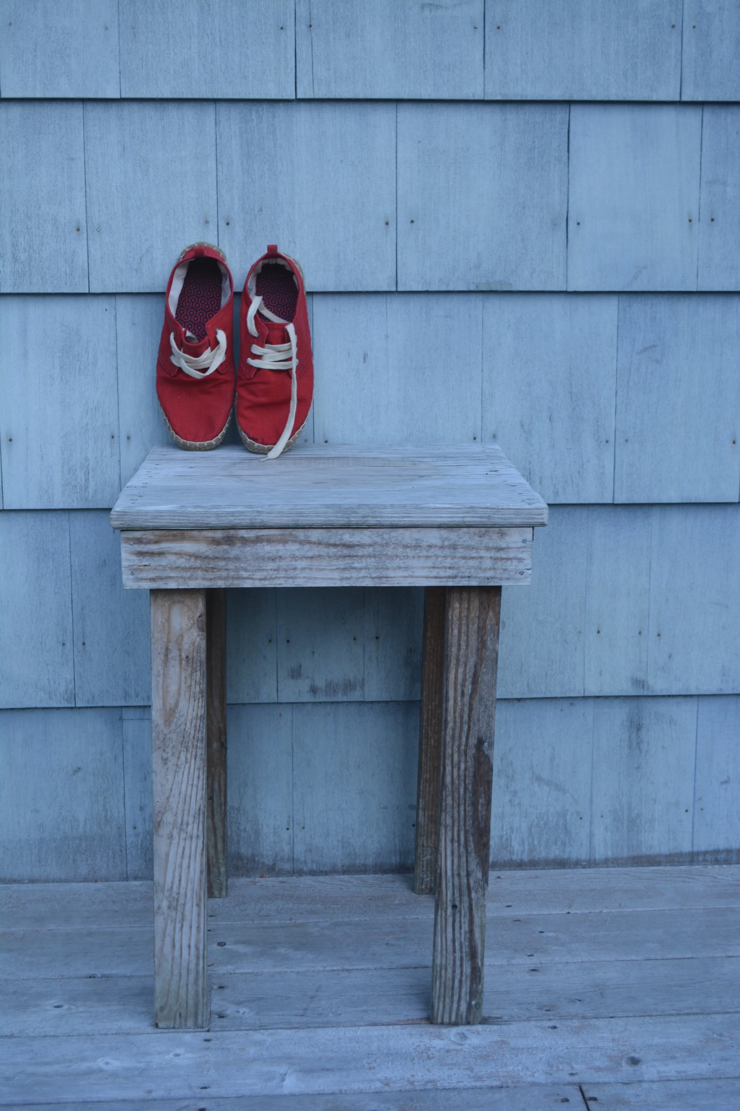 Red Shoes, Blue Grey Wall, Hamptons 1