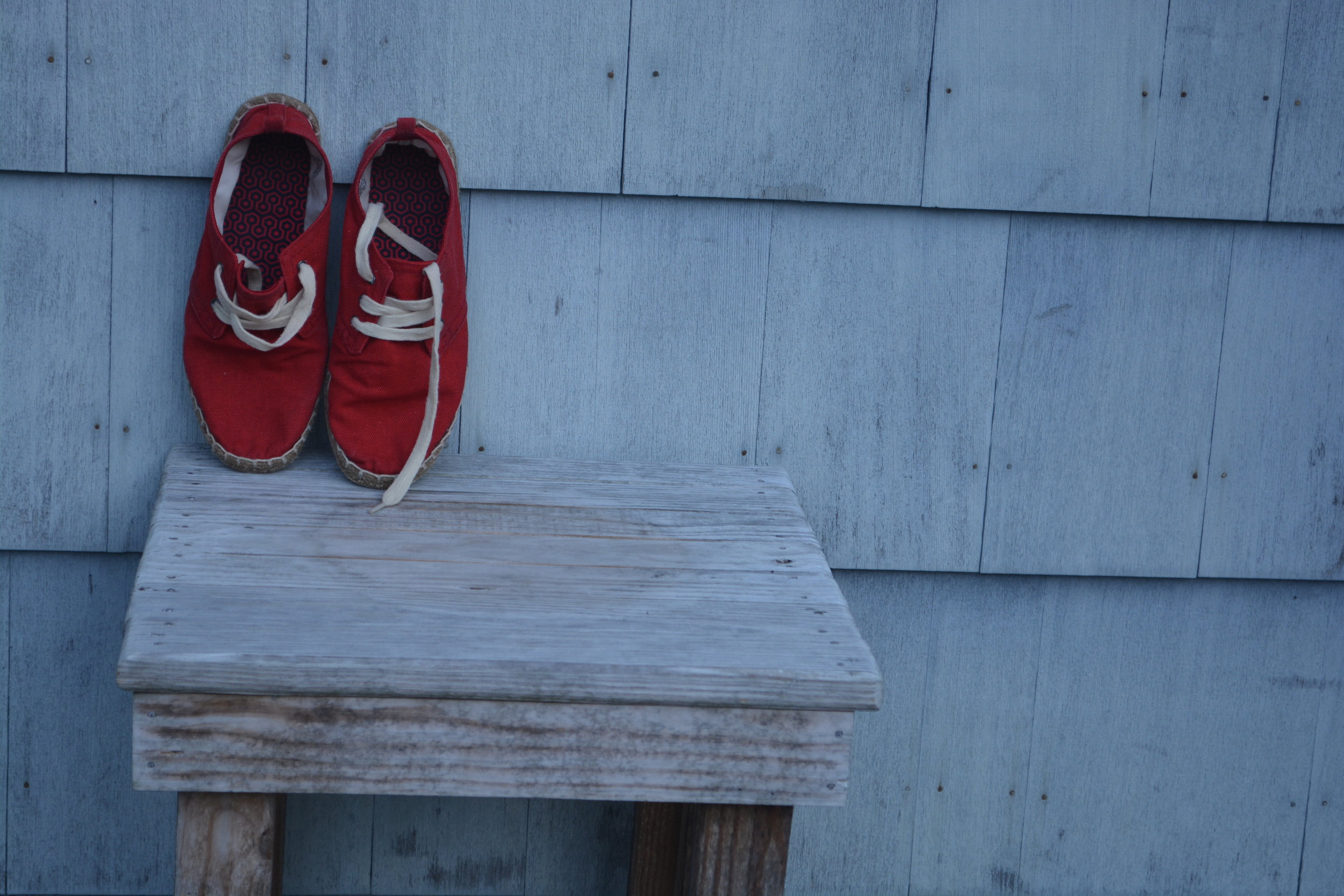 Red Shoes, Blue Grey Wall, Hamptons 3