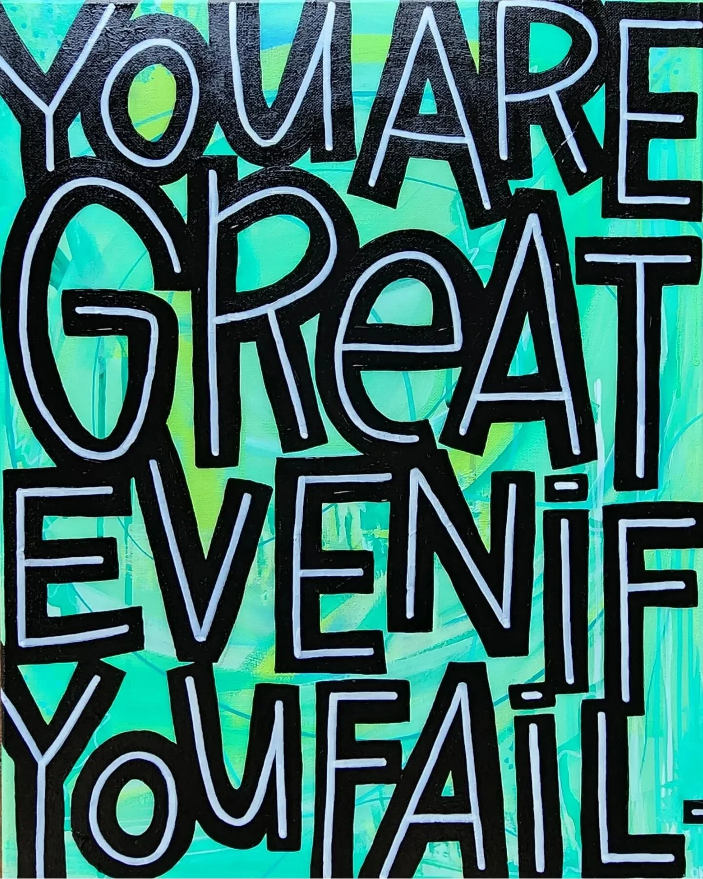 sunday scaries? I don't know her.

failure is part of growth and doesn't define your greatness. did you hear me? you are great even if you fail. 

original acrylic &amp; marker art on canvas, 12x16, available Feb 11th &amp; 12th at #stuartartsfest by