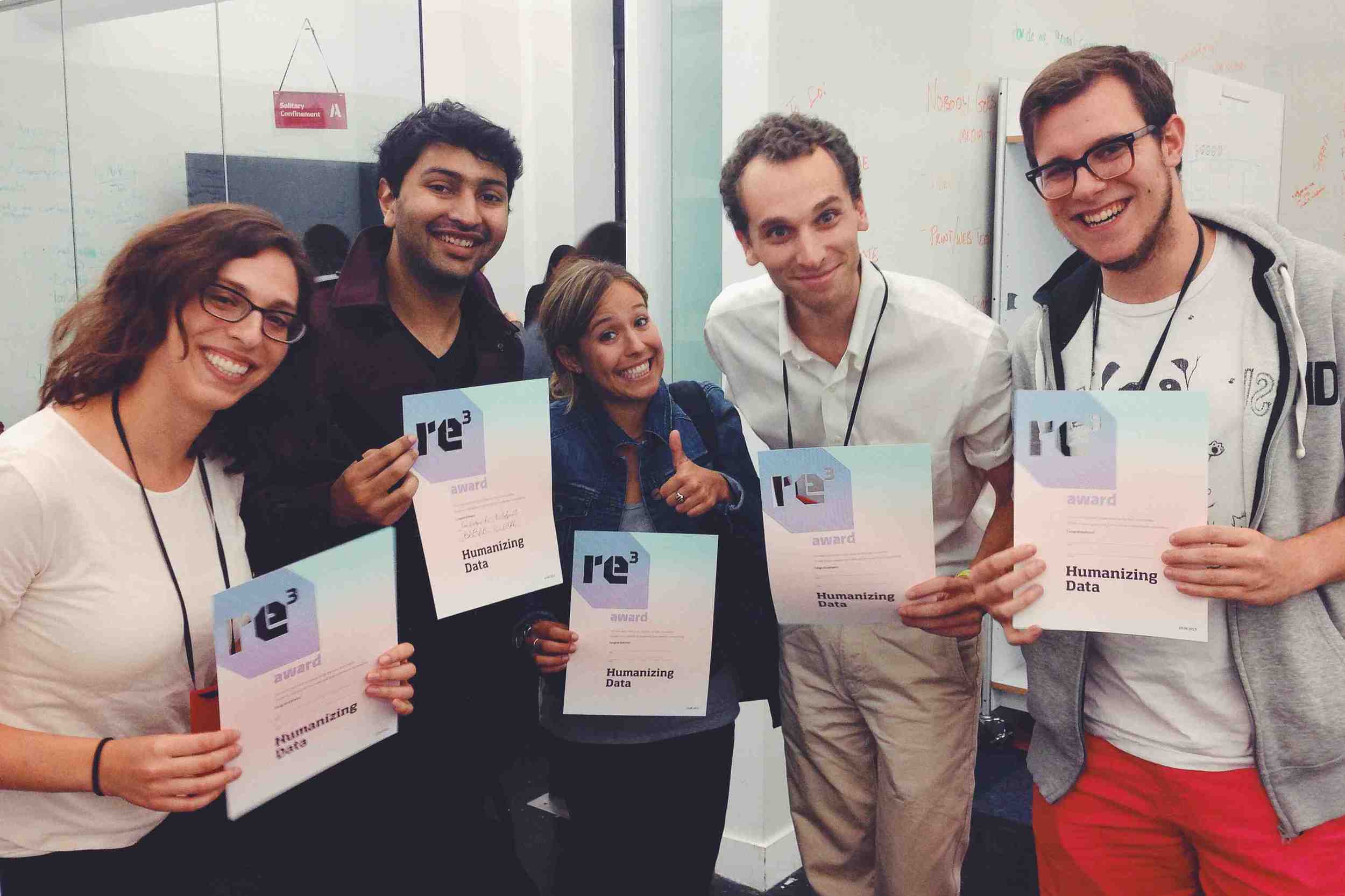 Pictured: Team photo after winning the "Humanizing Data Award"