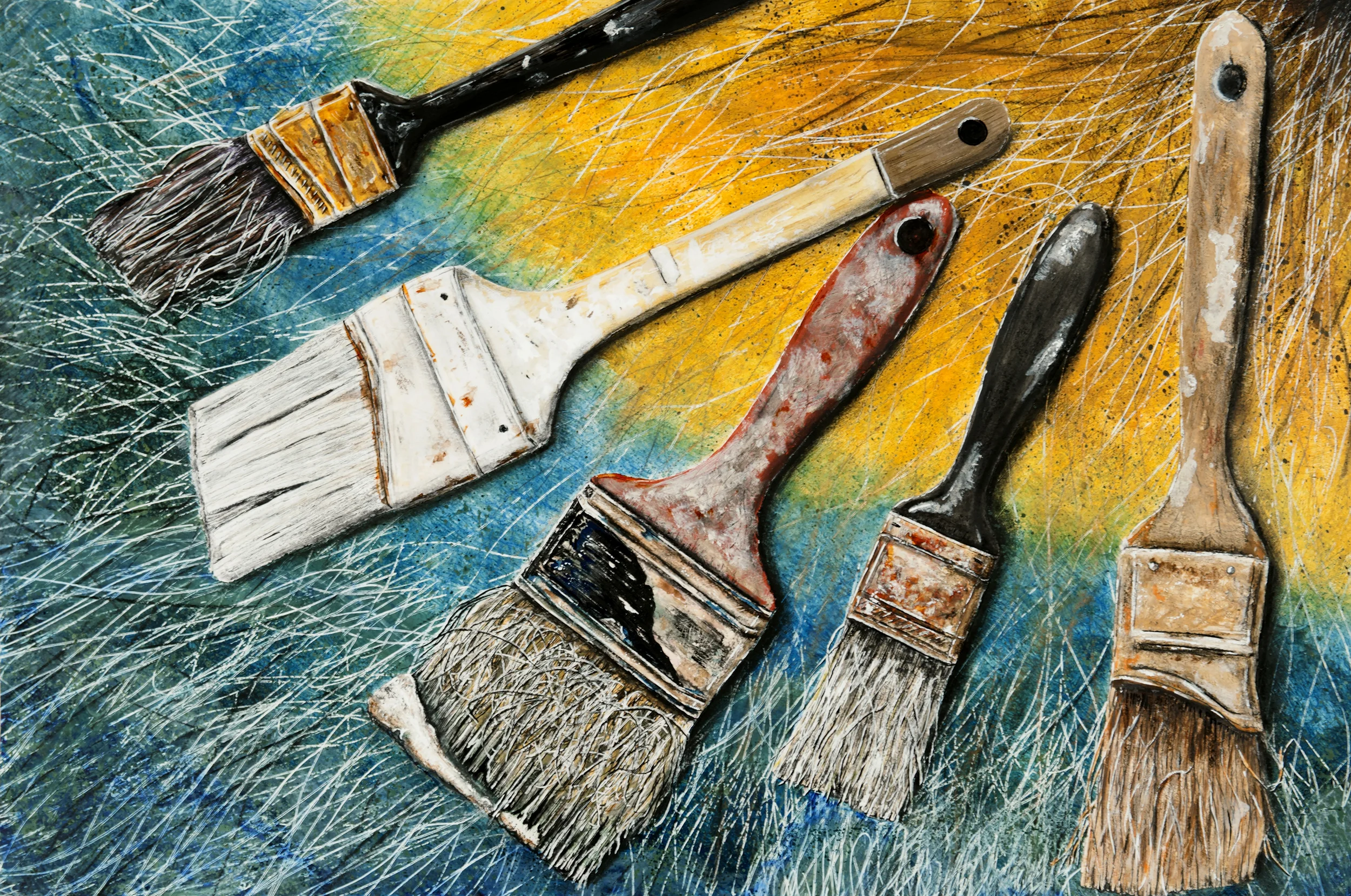  Paint Brushes   Cover of Fichner-Rathus's Art History and Appreciation Textbook  Mixed Media 