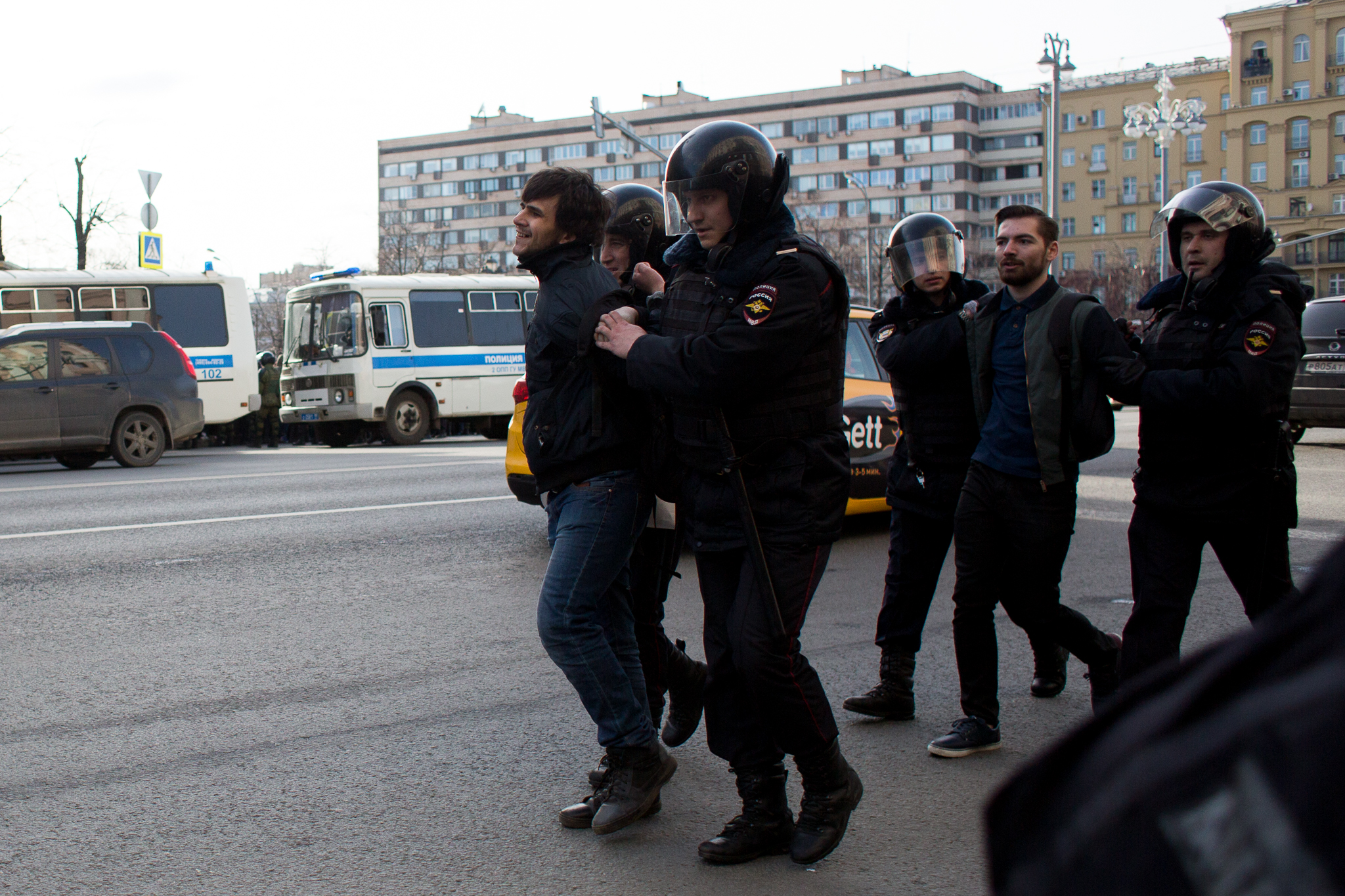 Over 700 people were detained during the protest, some more happy to be arrested than others. 