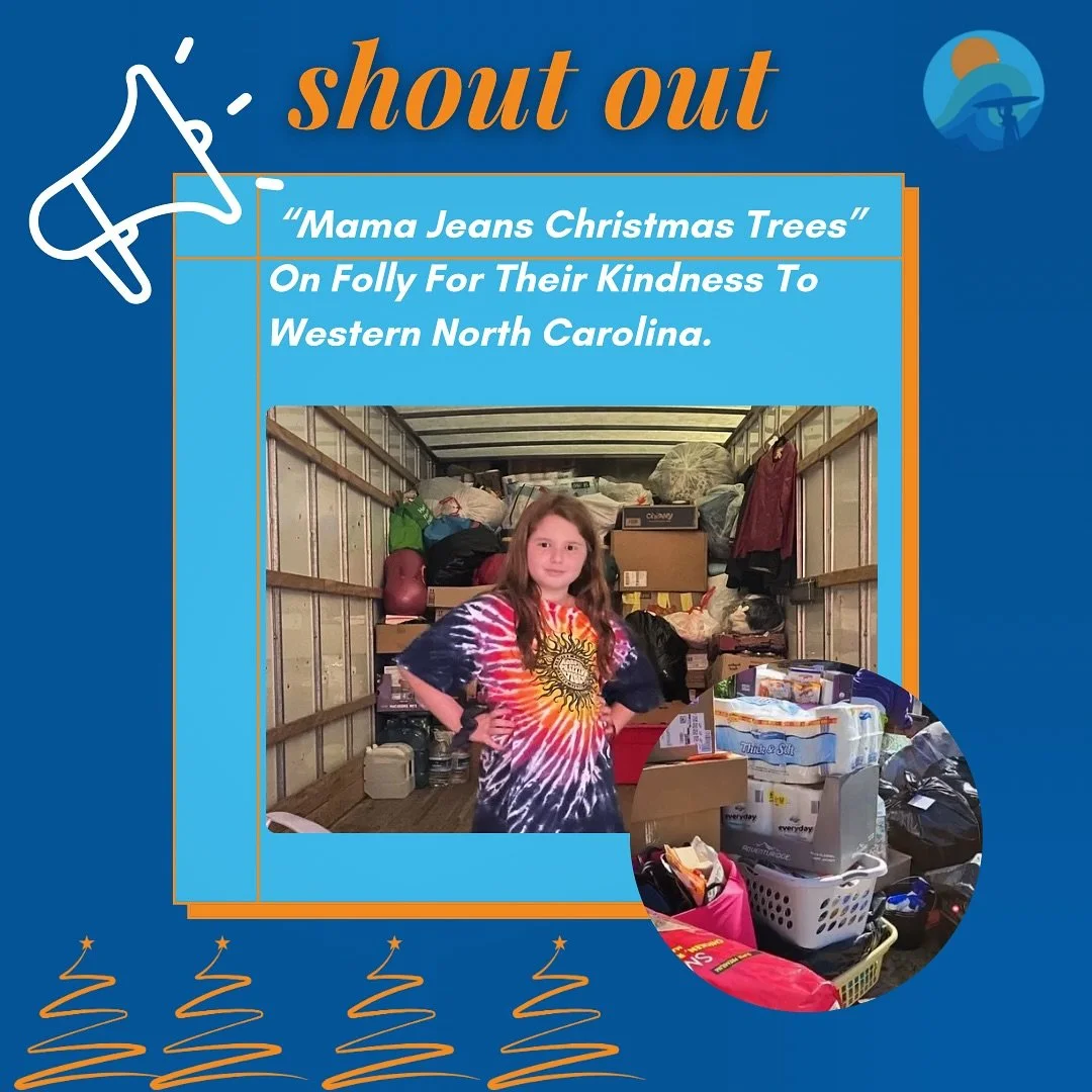 Giving a BIG SHOUT OUT to Folly&rsquo;s very own Mama Jean&rsquo;s Christmas Trees - AND to all of 🫵 who so generously donated to victims of Hurricane Helene and our beloved neighbors in Western North Carolina! Thank you! Thank you, for your caring 