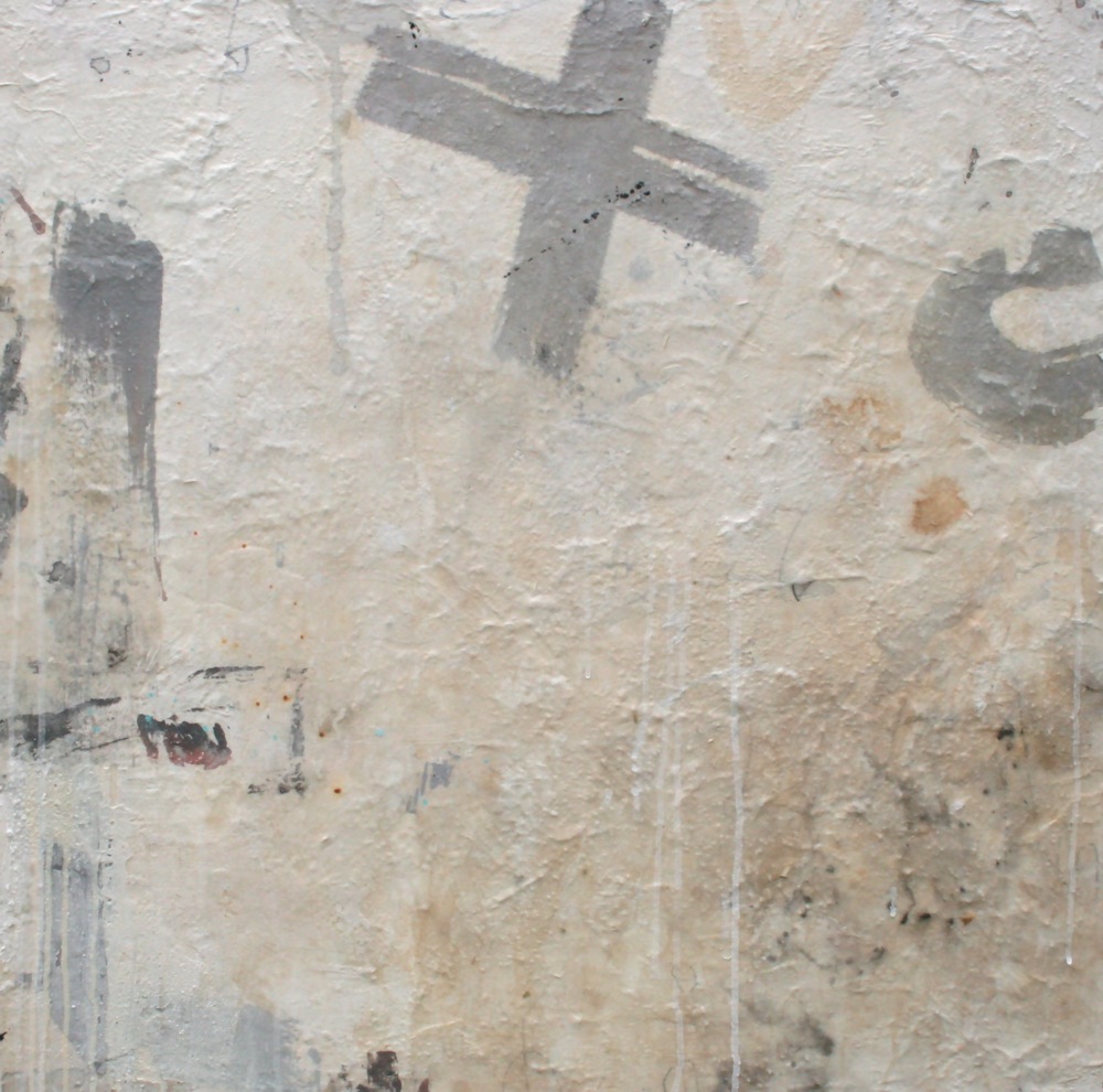 grey cross mixed media on panel 30 x 30 x 2