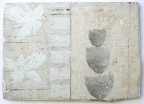 cups of tea mixed media / paper / wood 18 x 24 x 1
