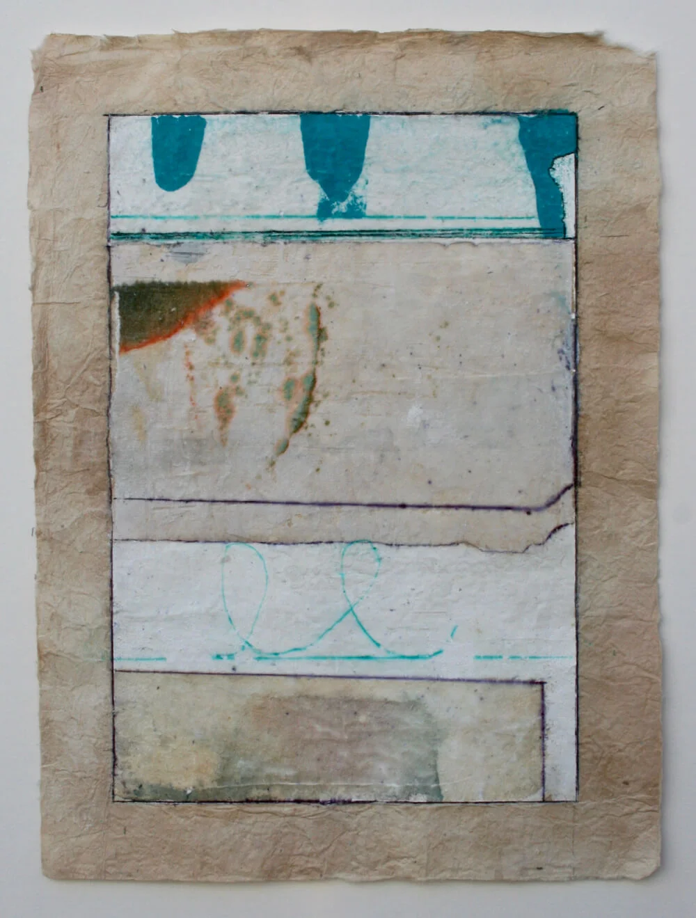 keys series 'blue loops' mixed media on paper 12 x 9 . .