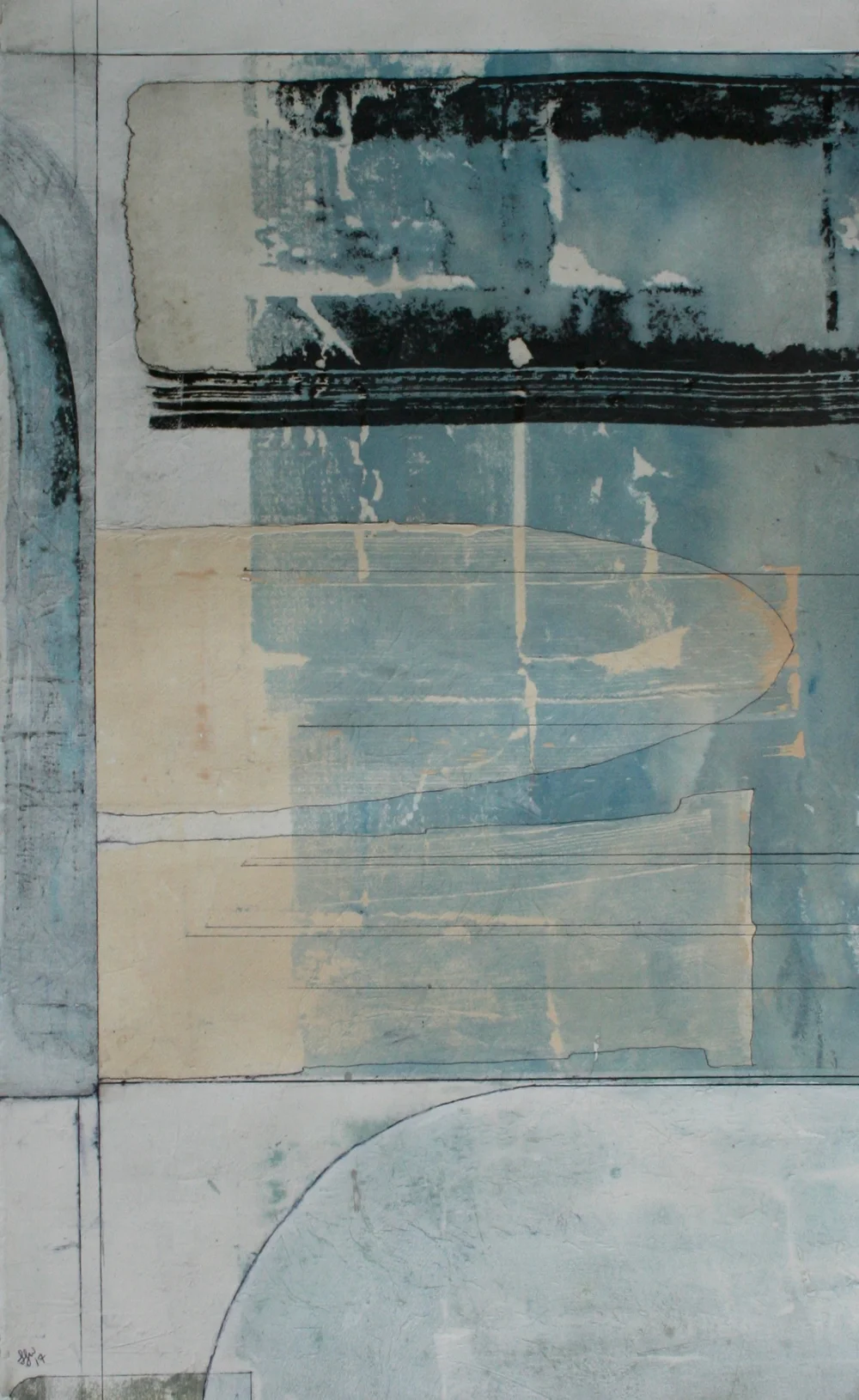 the ladder mixed media on paper 36 x 22 sold . . . .