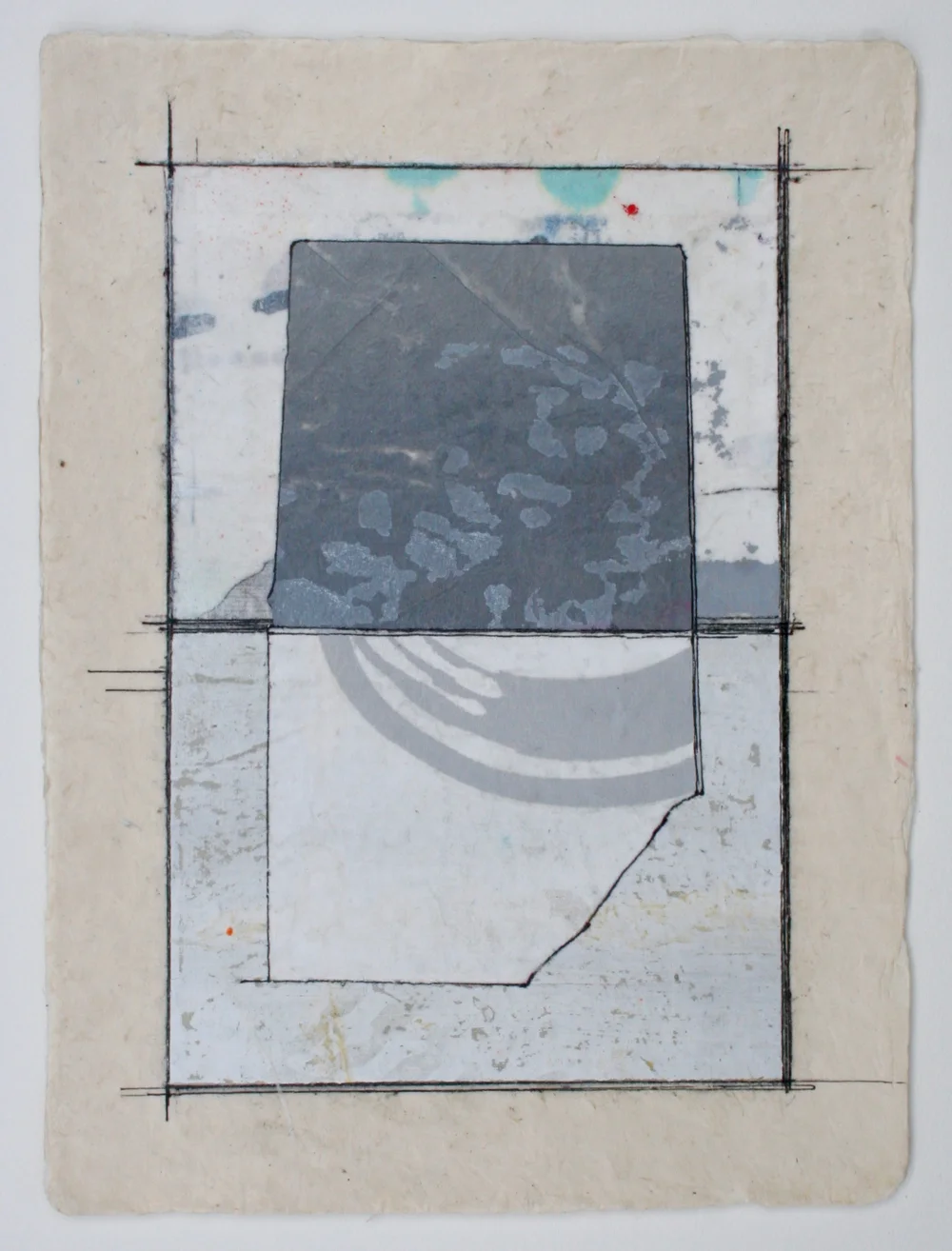 wave particle mixed media on paper 12 x 9 . .