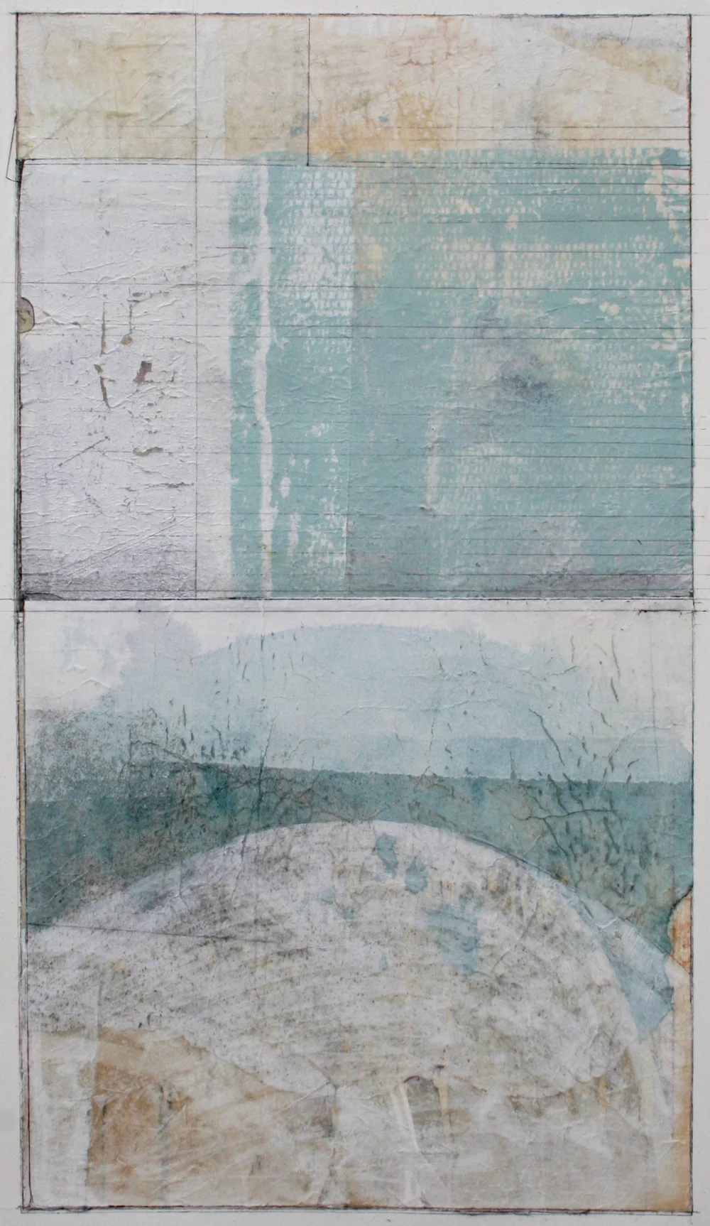 half moon bridge mixed media on paper 40 x 26 . .