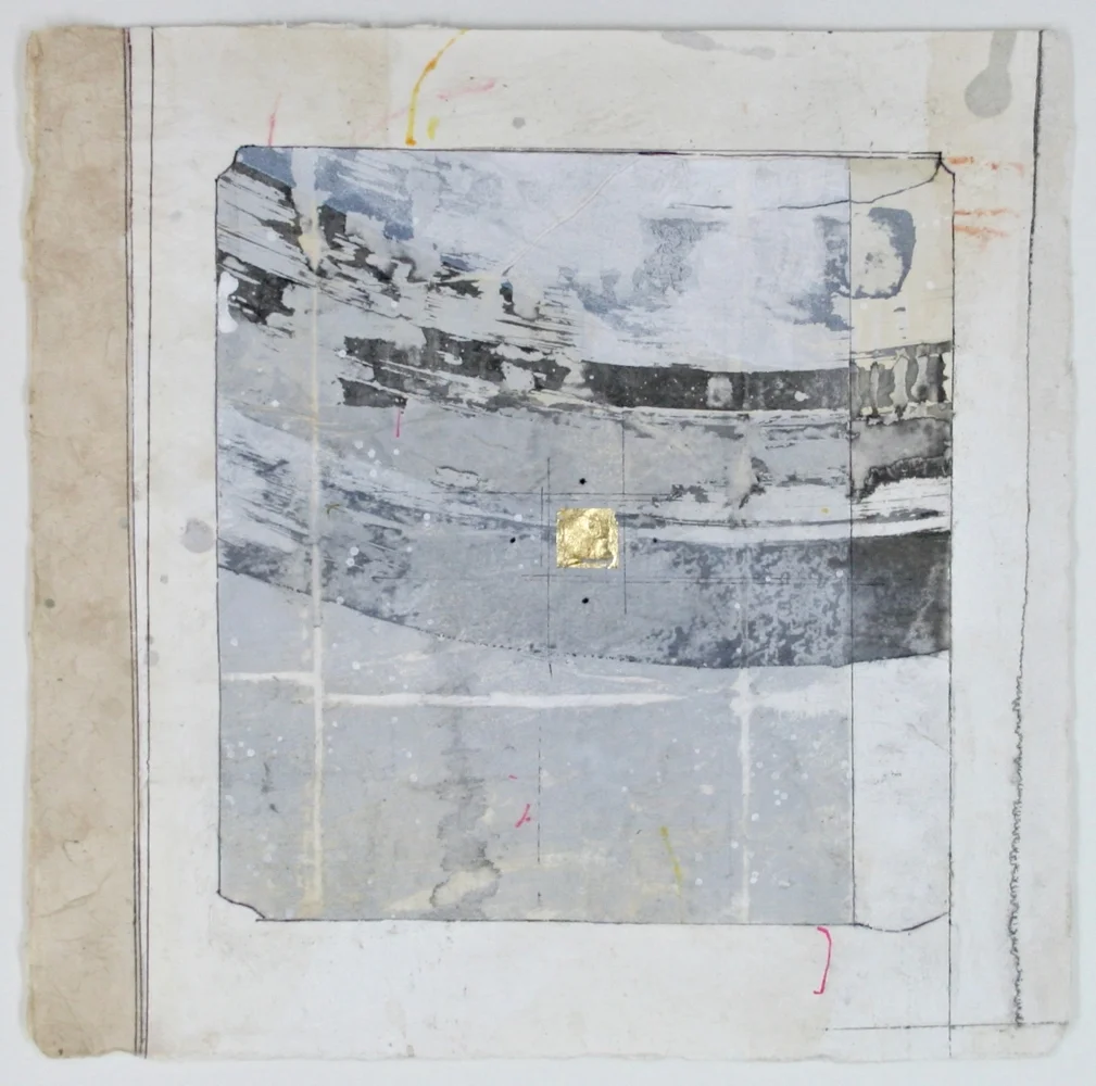 stupa VIII 10 x 10 mixed media on Bhutanese paper sold . . .