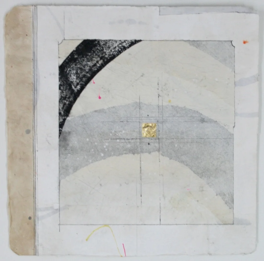 stupa IV 26 x 26 mixed media on Bhutanese paper sold . . .