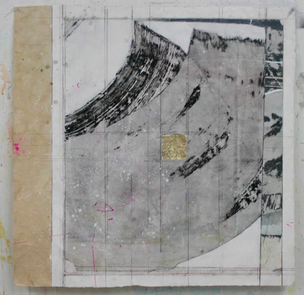 stupa VII 26 x 26 mixed media on Bhutanese paper . . .