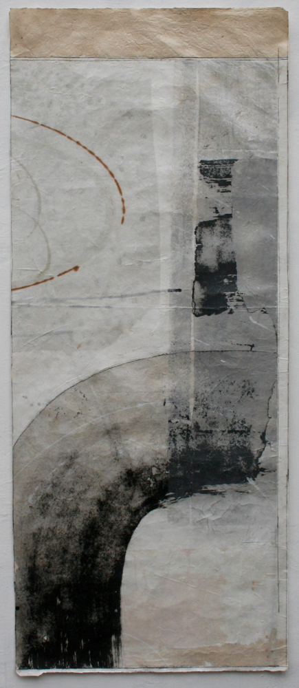 totem: Wave mixed media on Tibetan paper 42 x 17.5 sold . . .